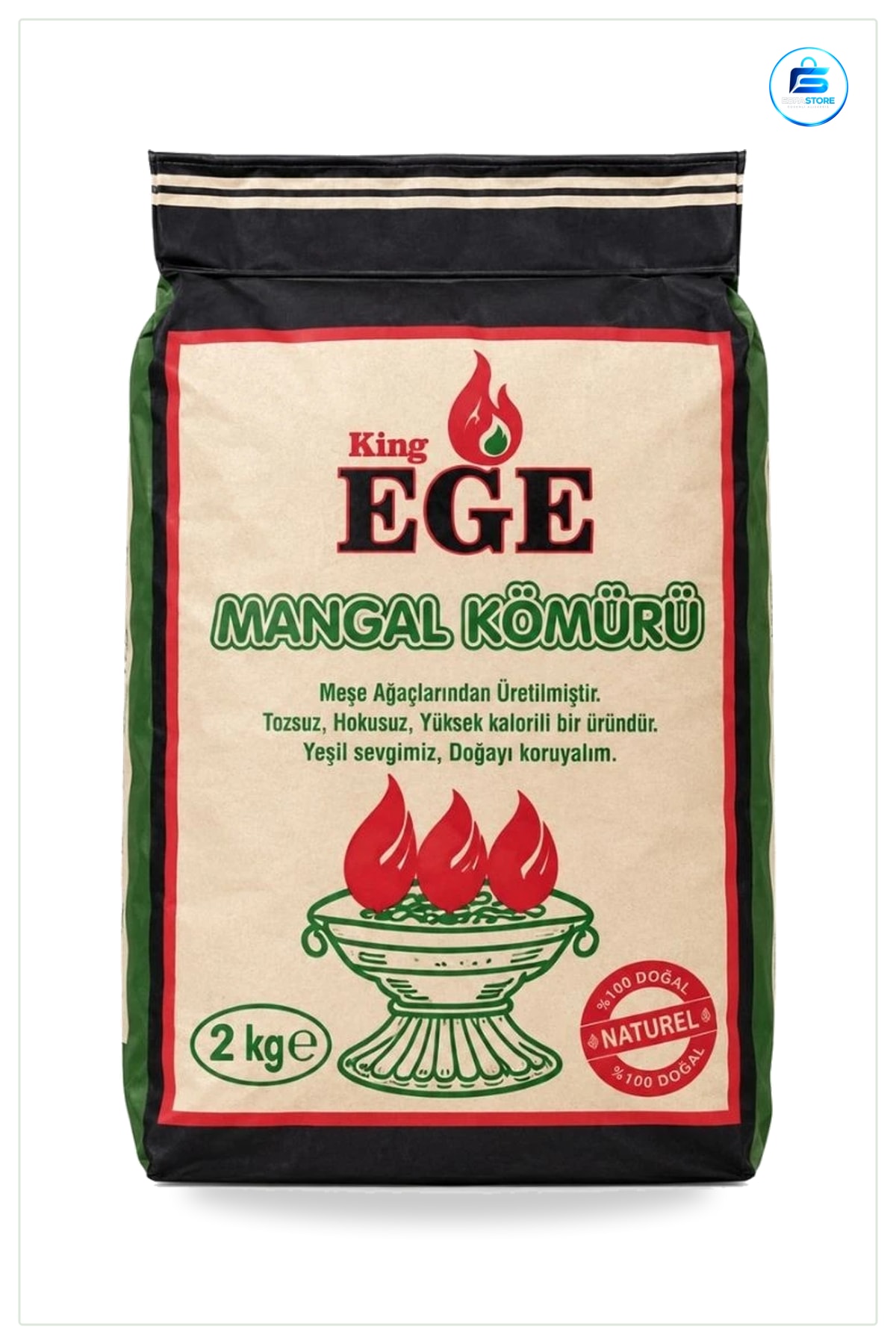 Mangal Kömürü 2 kg Isıtma Yakıtı Barbekü Izgara Bahçe Piknik Yemek Pişirme Açık Hava Ocağı İçin
