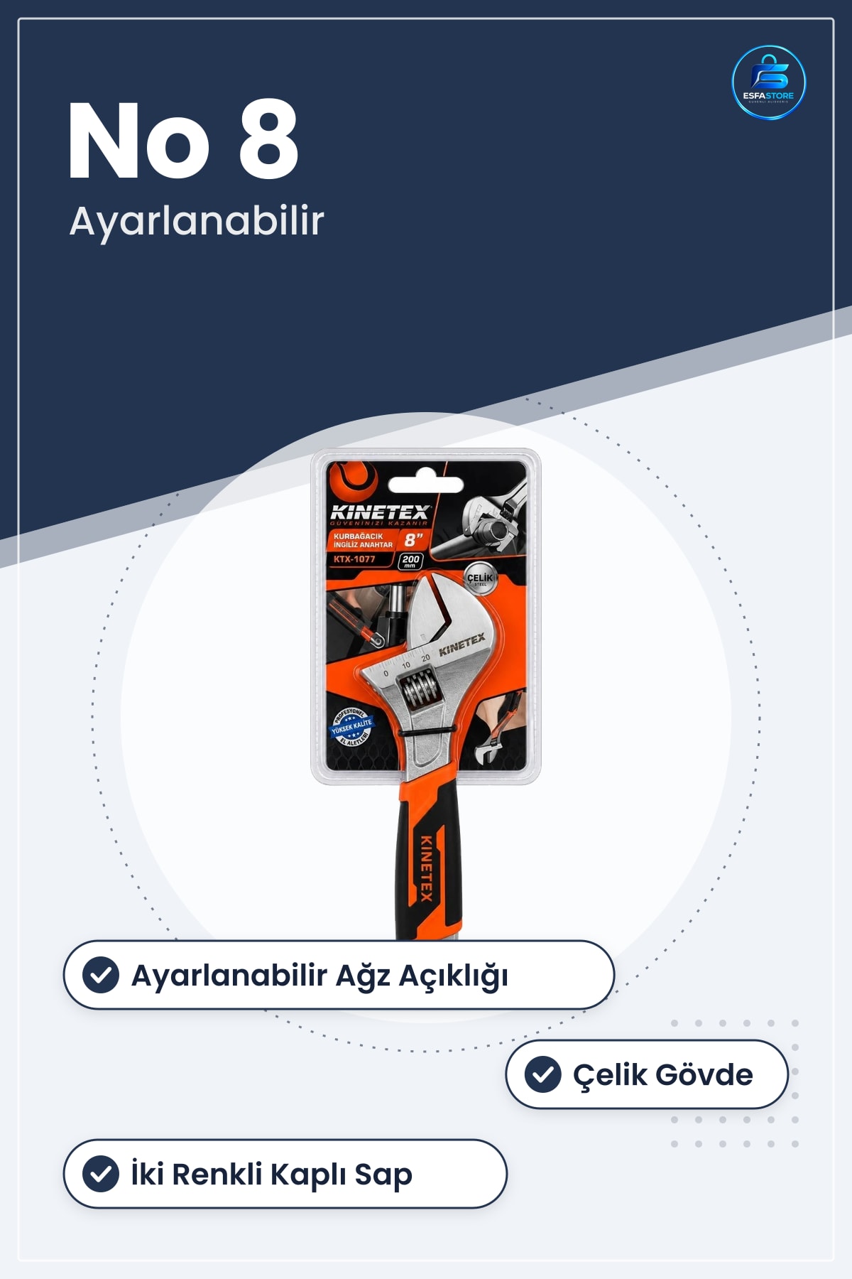Kurbağacık İngiliz Anahtar No 8 Çelik Ayarlanabilir Manuel Tamir Aleti Ev Bakım Tamircilik