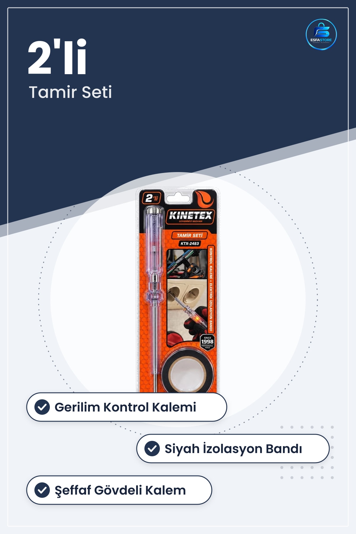 Elektrik Tesisat Malzemesi Kontrol Kalemi 2'li İzolasyon Bandı Tamir Seti Gerilim Test Atölye