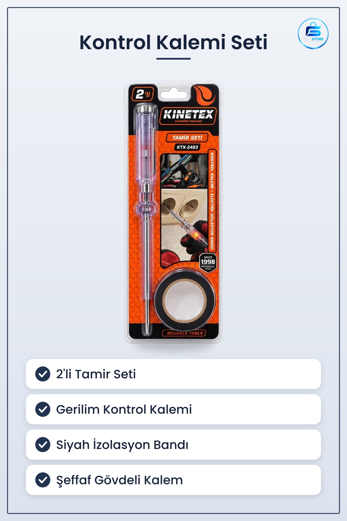 Elektrik Tesisat Malzemesi Kontrol Kalemi 2'li İzolasyon Bandı Tamir Seti Gerilim Test Atölye