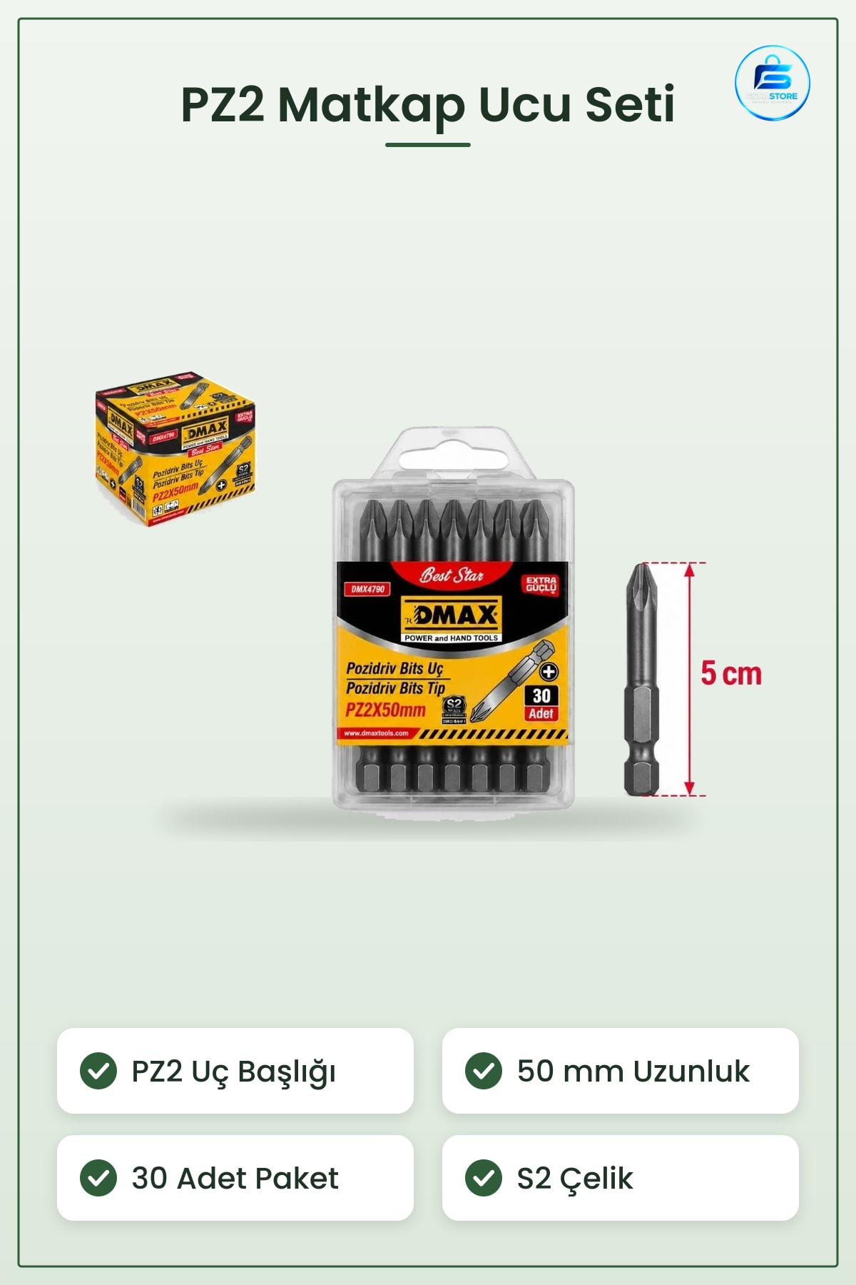 Matkap Ucu PZ2 50 mm Pozidriv Bits 30'lu S2 Çelik Elektrikli Tornavida İçin Vidalama Aksesuarı