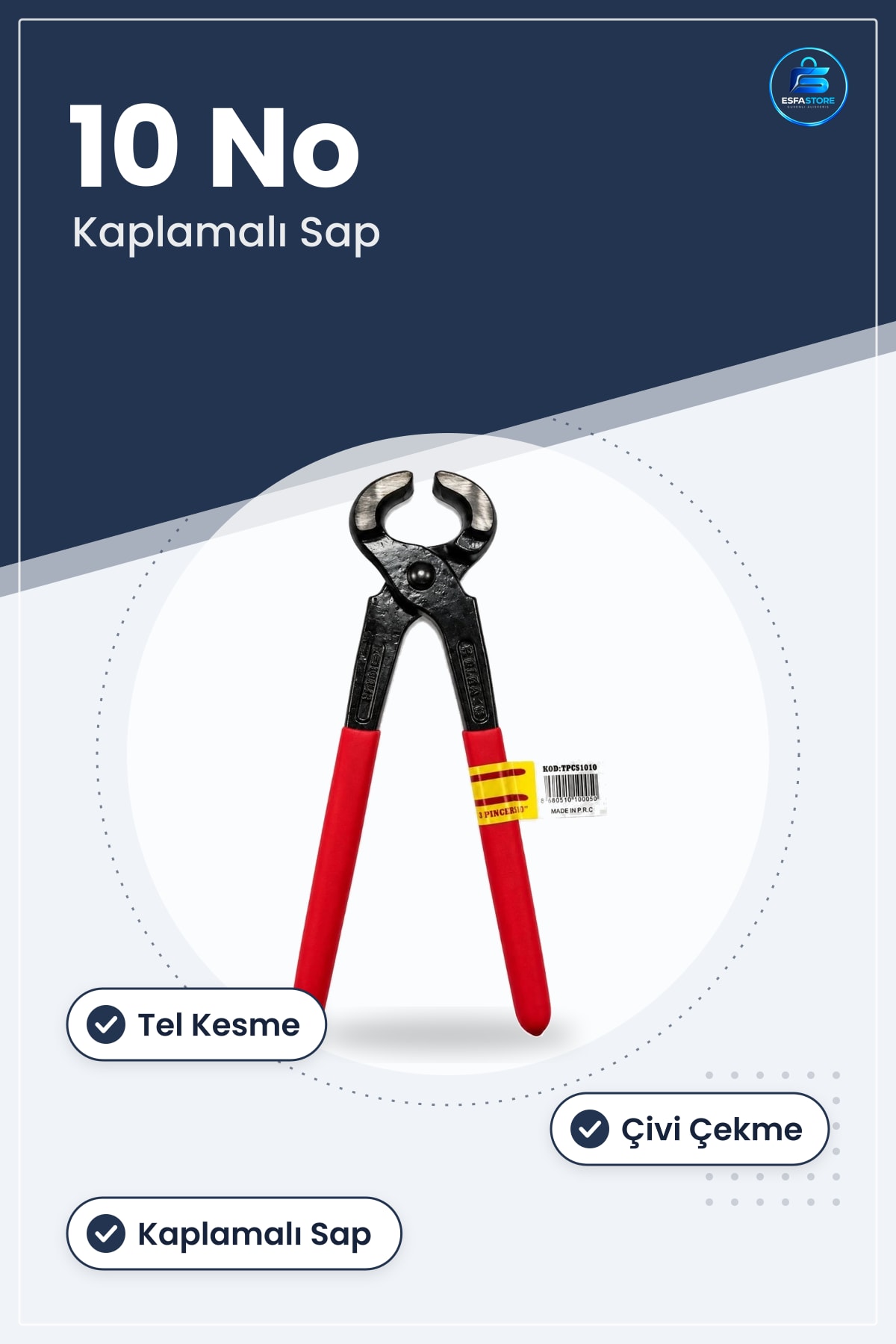 Kerpeten No Kaplamalı Saplı Kesici Pense Tel Kesme Çivi Çekme Hırdavat El Aleti Atölye Tamir