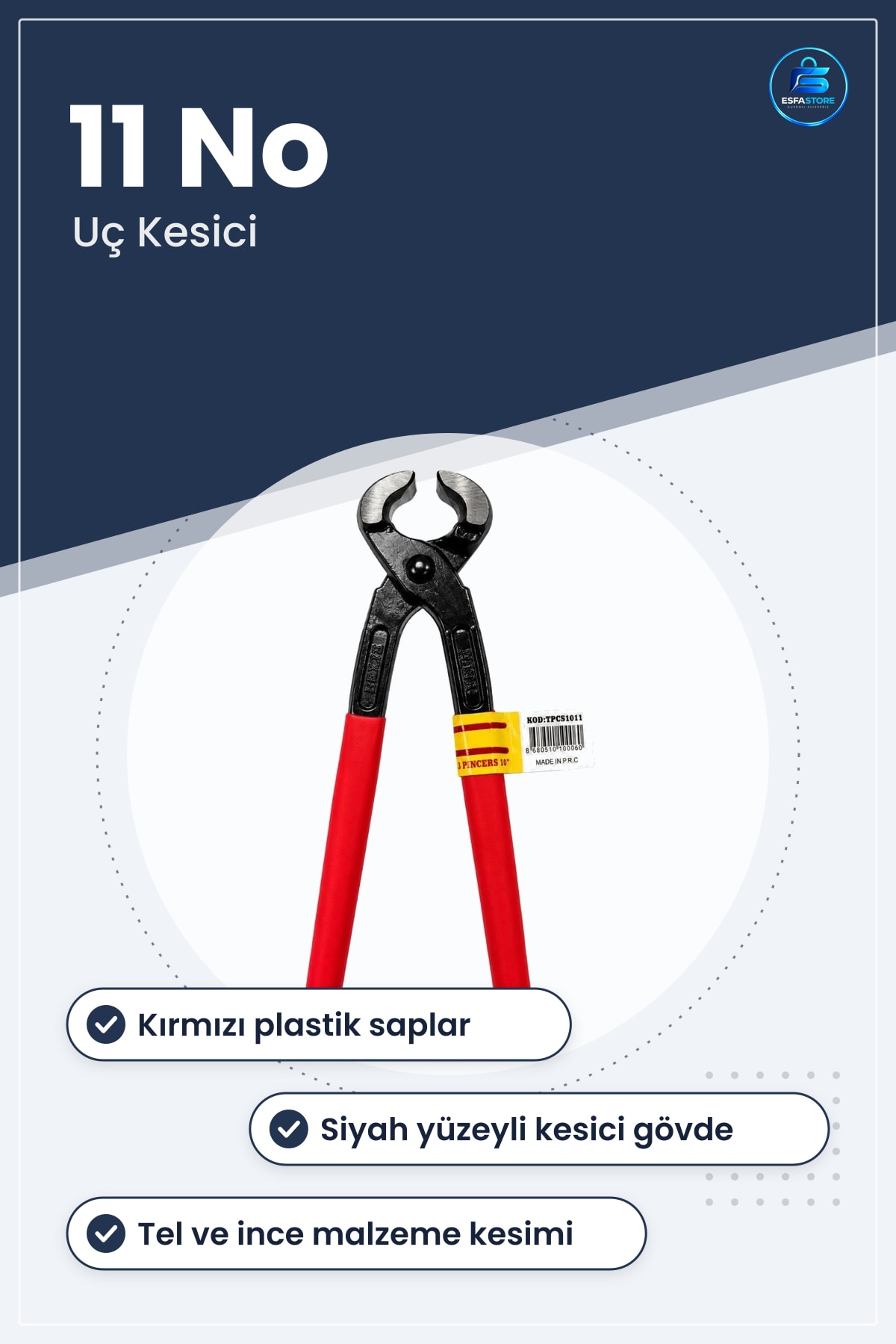 Kerpeten No Kırmızı Saplı Uç Kesici Tel Kesme Pensesi Hırdavat El Aleti Atölye Kullanımı
