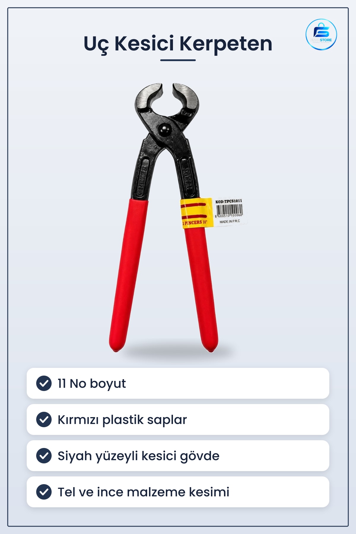 Kerpeten No Kırmızı Saplı Uç Kesici Tel Kesme Pensesi Hırdavat El Aleti Atölye Kullanımı