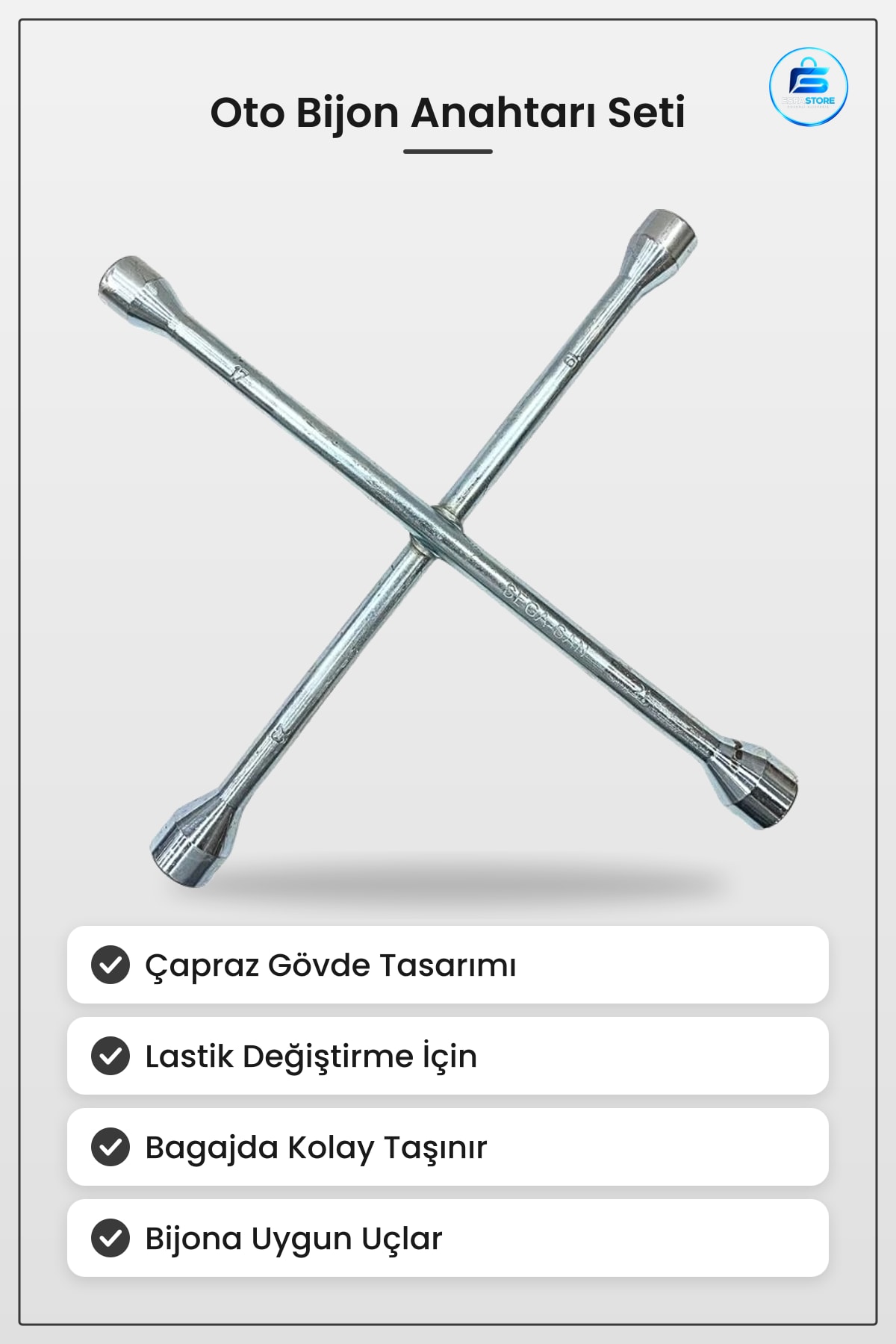 Oto Bijon Anahtarı 4 Parça Çapraz Somun Seti Lastik Değiştirme Araç Bakım Aracı Jant Cıvatası