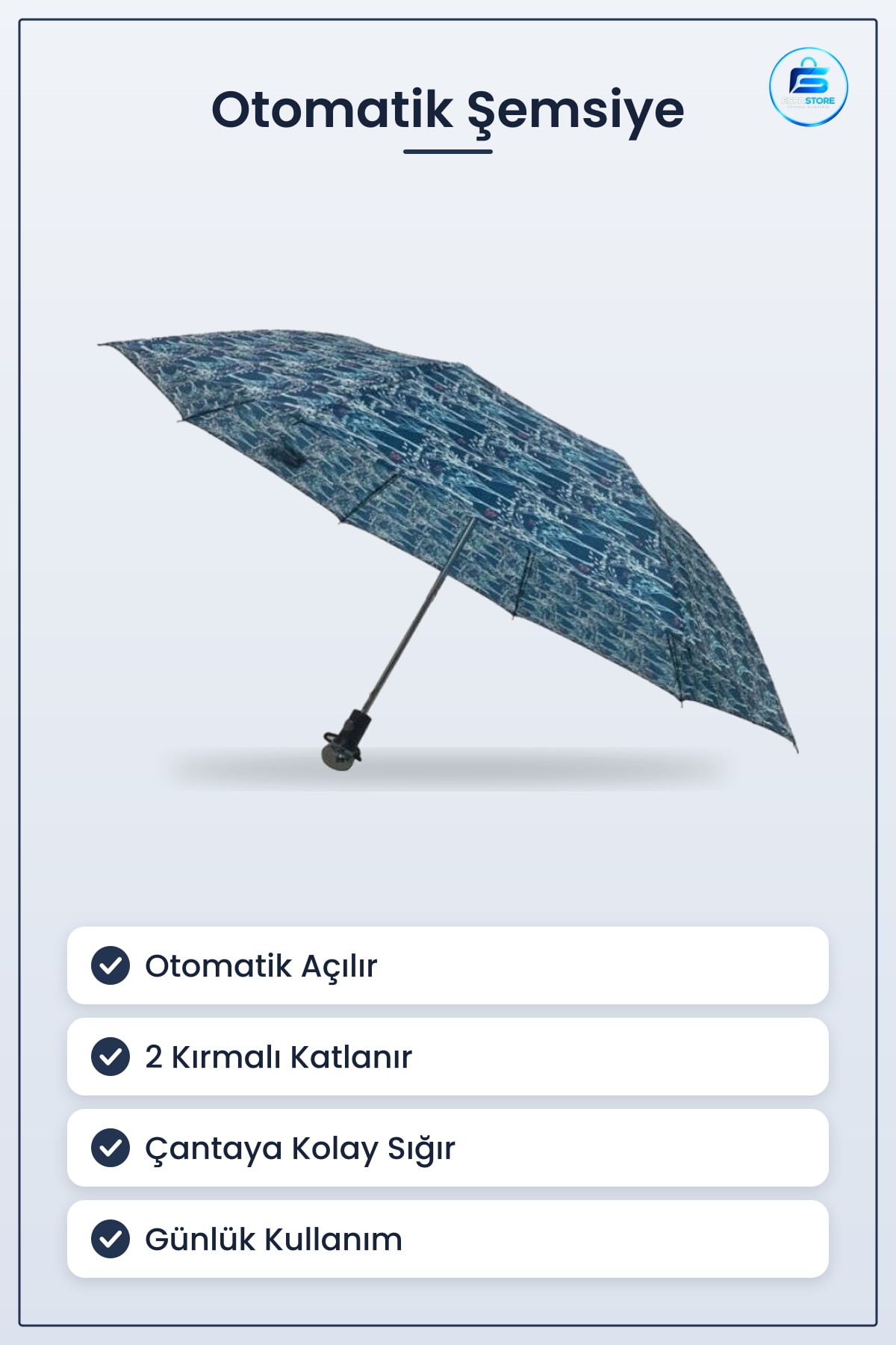 Bayan 2 Kırma Otomatik Şemsiye Katlanabilir Pratik Yağmur Koruyucu Kadın Seyahat Aksesuarı