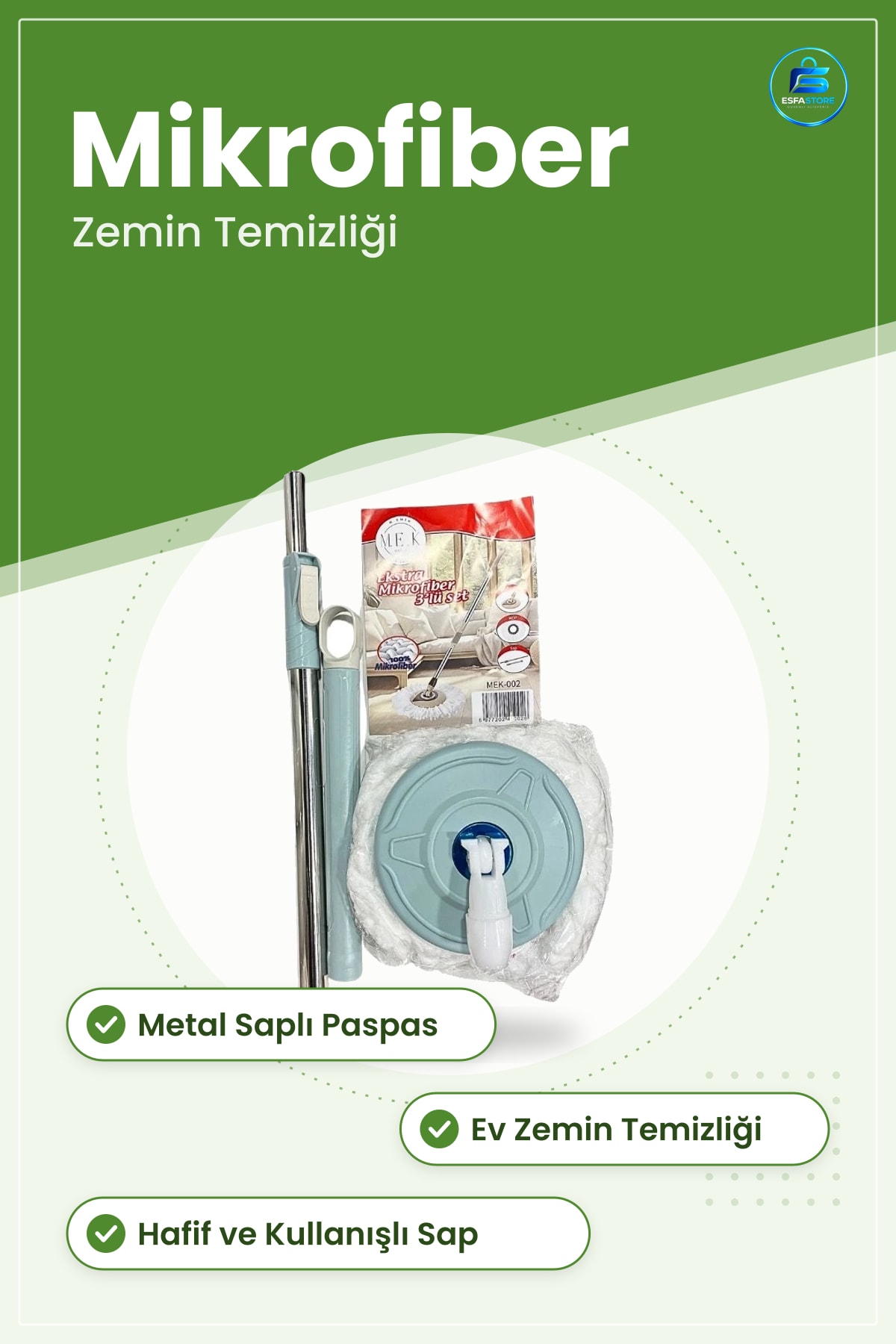 Ekstra Mikrofiber Mop Seti Paspas Yedek Başlık Ev Temizlik Gereçleri Günlük Kullanım