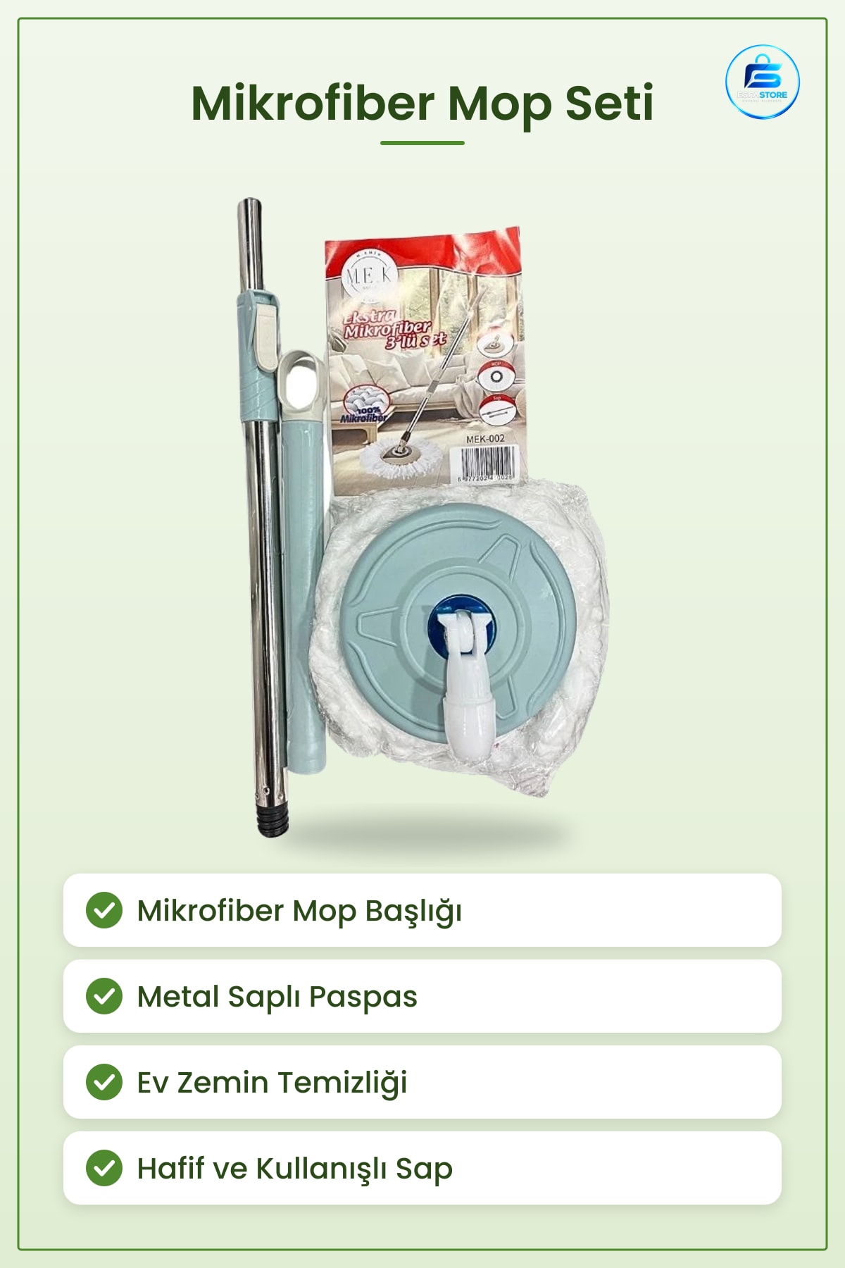 Ekstra Mikrofiber Mop Seti Paspas Yedek Başlık Ev Temizlik Gereçleri Günlük Kullanım