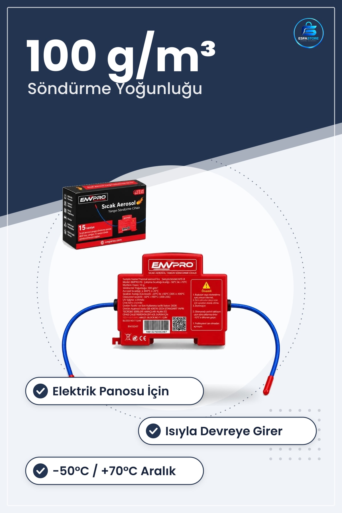 Sıcak Aerosol Yangın Söndürücü Elektrik Panosu Ev Güvenlik Cihazı Kompakt Kırmızı Termal