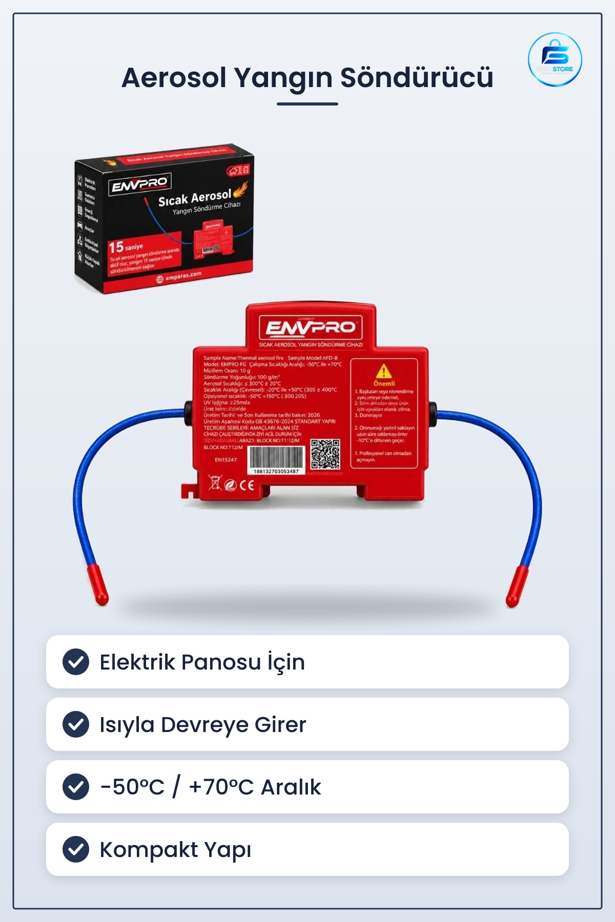 Sıcak Aerosol Yangın Söndürücü Elektrik Panosu Ev Güvenlik Cihazı Kompakt Kırmızı Termal