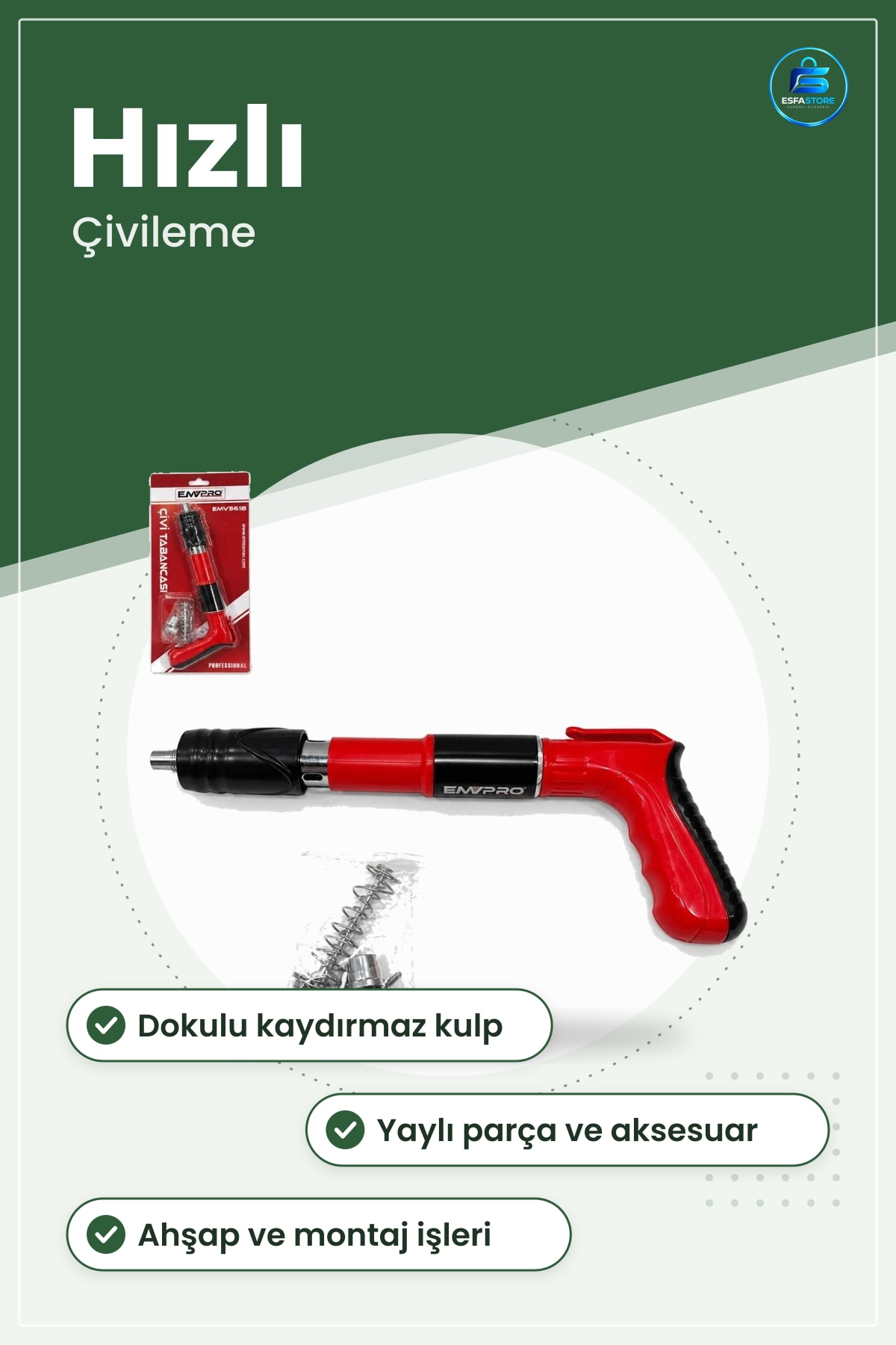 Çivi Tabancası Döşeme Zımba Çakma Aleti Ahşap Montaj Hızlı Çivileme Ev Bahçe Tadilat Sabitleme