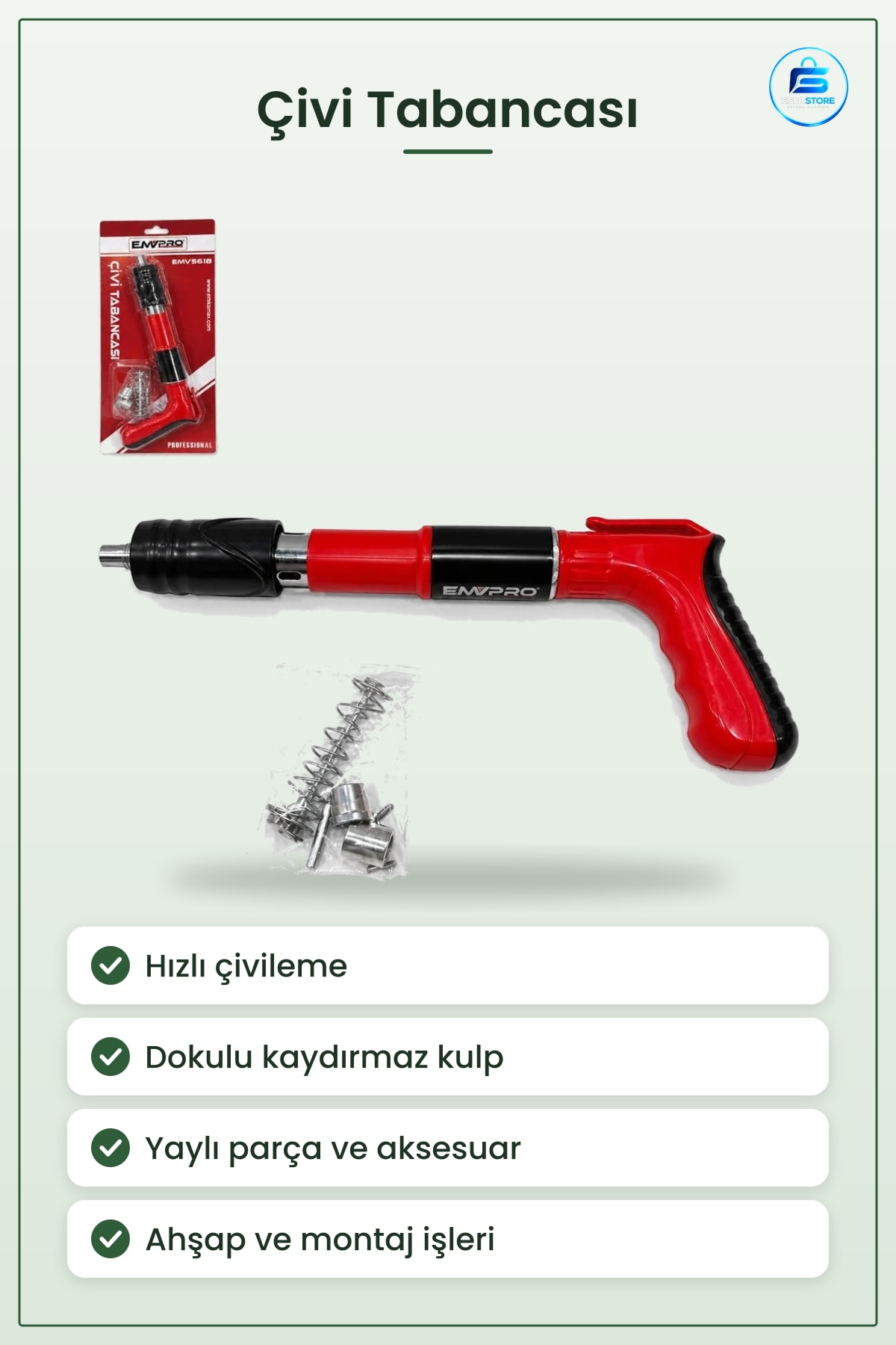 Çivi Tabancası Döşeme Zımba Çakma Aleti Ahşap Montaj Hızlı Çivileme Ev Bahçe Tadilat Sabitleme