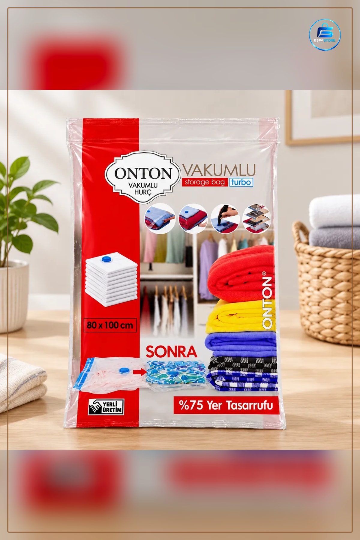 Vakumlu Hurç 80x100 cm Giysi Battaniye Yorgan Saklama Yer Tasarruflu Depolama Çözümü