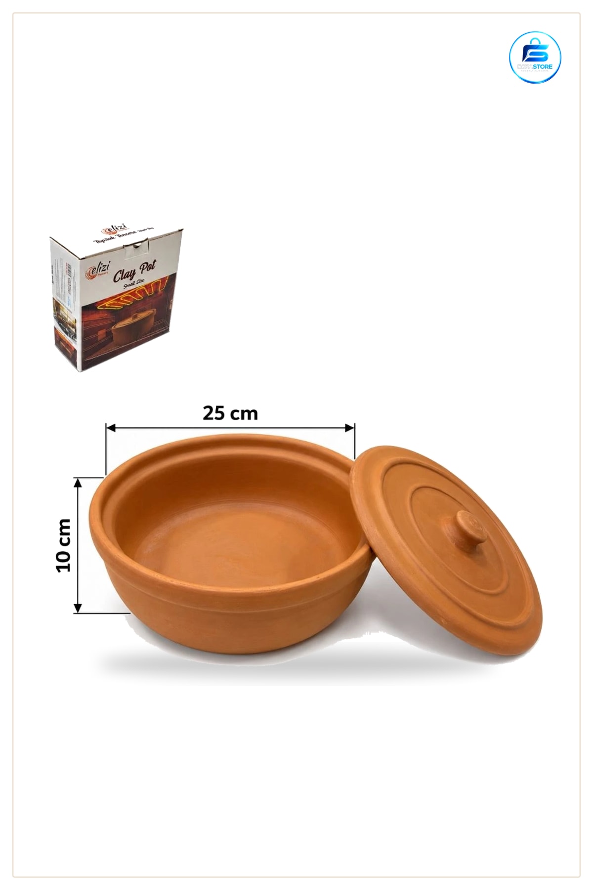 Küçük Boy Toprak Güveç Tencere Kapaklı 25x10 cm Pişirme Mutfak Kil Terakotta Servis