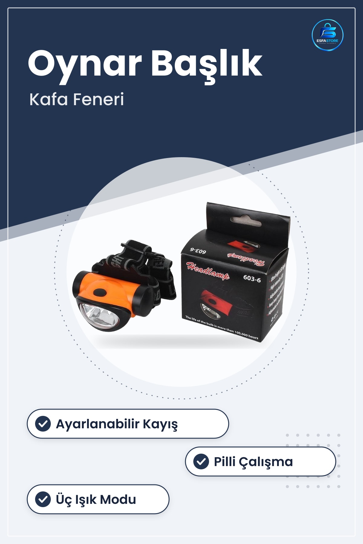 Pilli Kafa Feneri Oynar Başlıklı LED Kamp Yürüyüş Çalışma Lambası Işık Kullanışlı Hediyelik