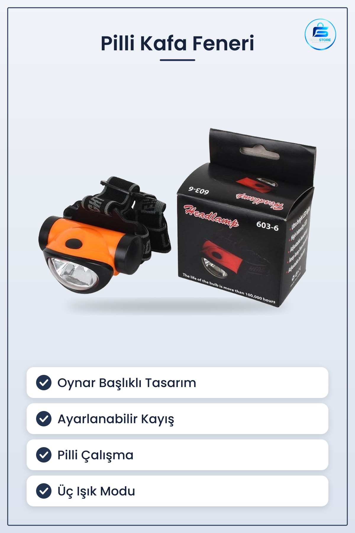 Pilli Kafa Feneri Oynar Başlıklı LED Kamp Yürüyüş Çalışma Lambası Işık Kullanışlı Hediyelik