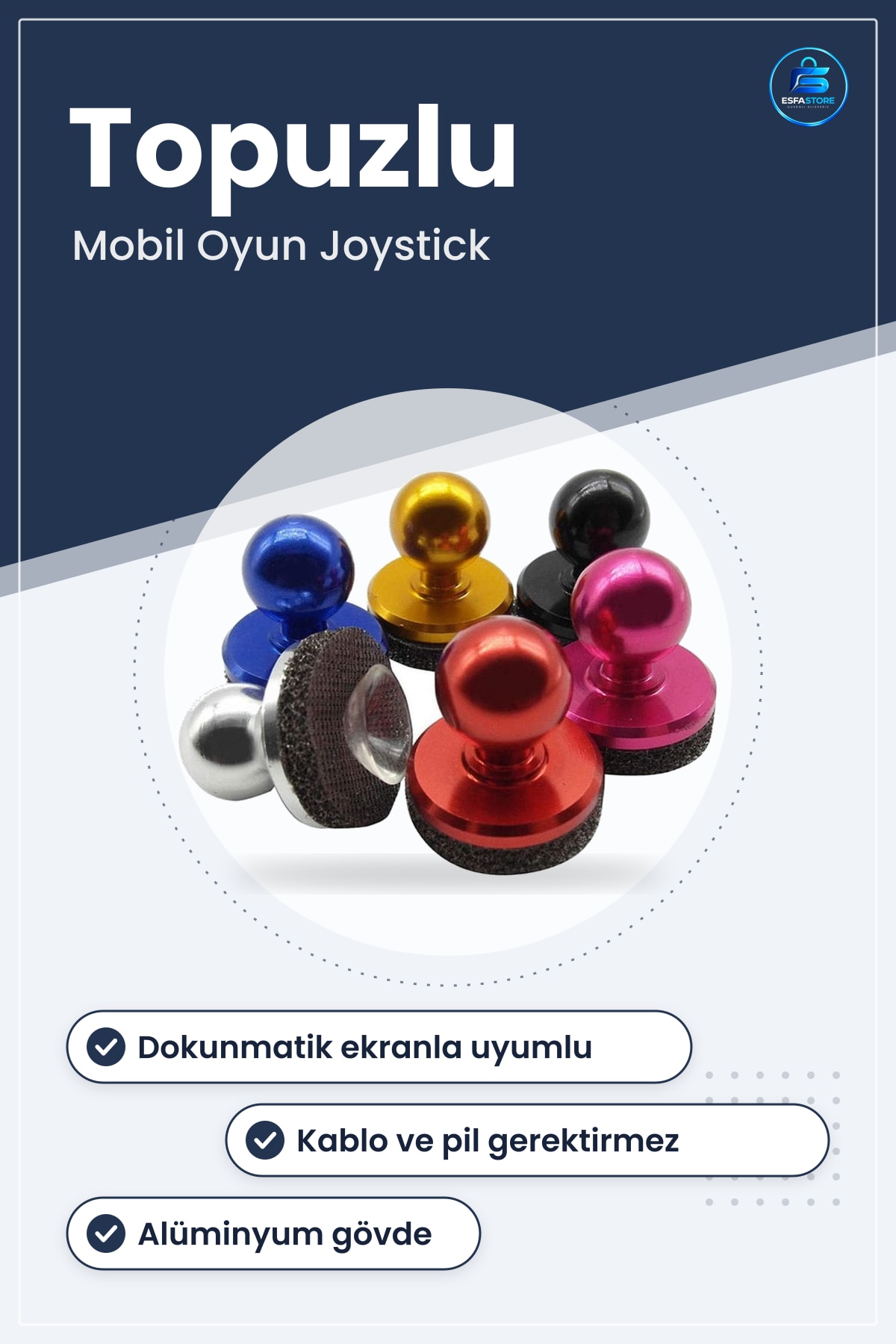 Topuzlu Mini Telefon Tablet Joystick Oyun Kumandası Aparatı Dokunmatik Uyumlu Alüminyum