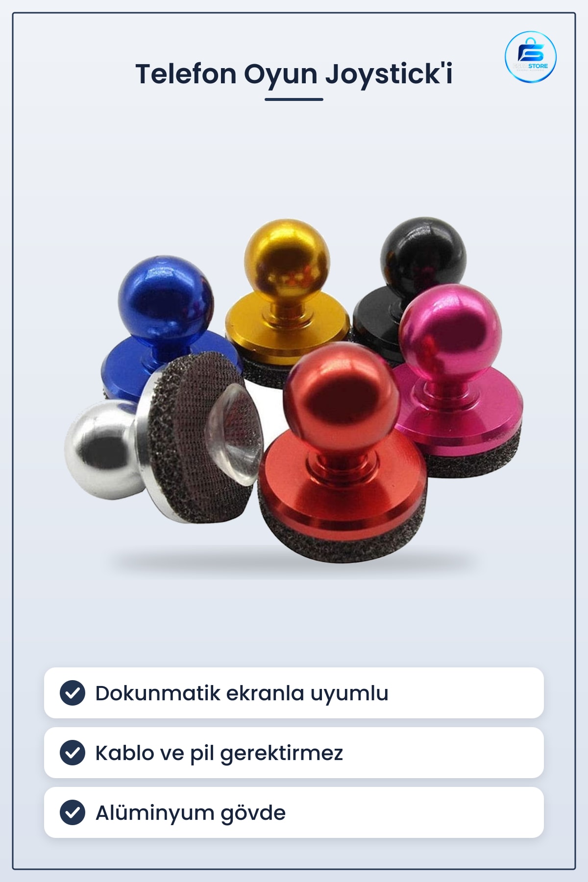 Topuzlu Mini Telefon Tablet Joystick Oyun Kumandası Aparatı Dokunmatik Uyumlu Alüminyum