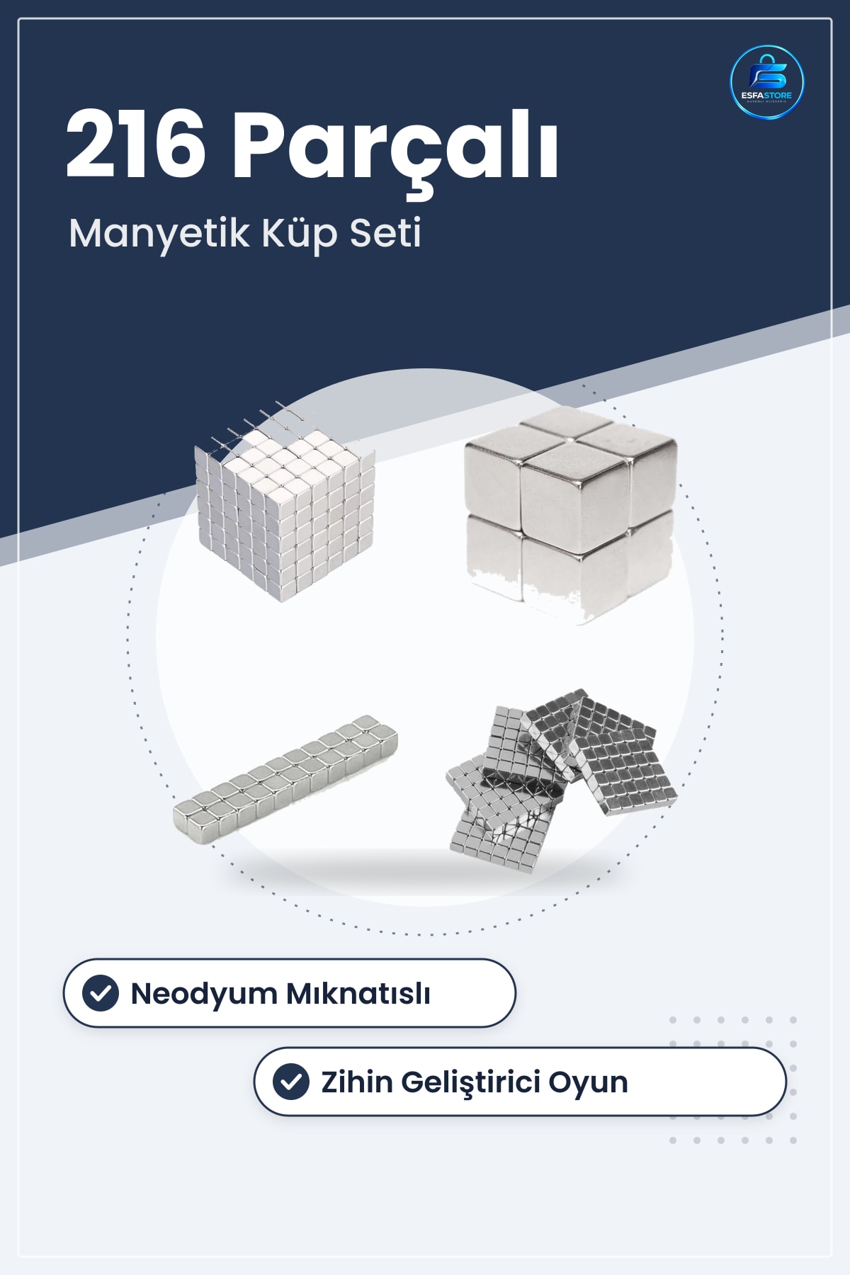 Neodyum Mıknatıslı Üç Boyutlu Puzzle Oyuncak Güçlü Manyetik Küp Seti Zihin Geliştirici Hediyelik