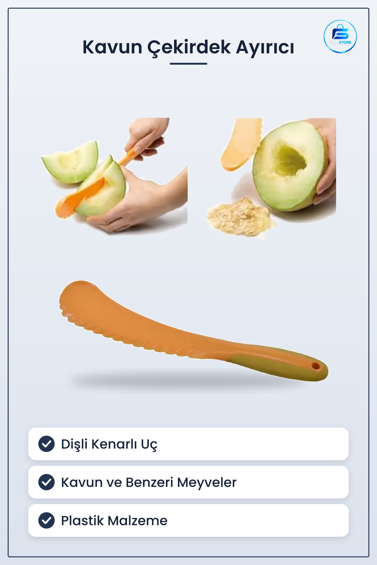 Kavun Dilimleme Çekirdek Ayıklama Aparatı Plastik Mutfak Bıçağı Pratik Kullanışlı Hediyelik