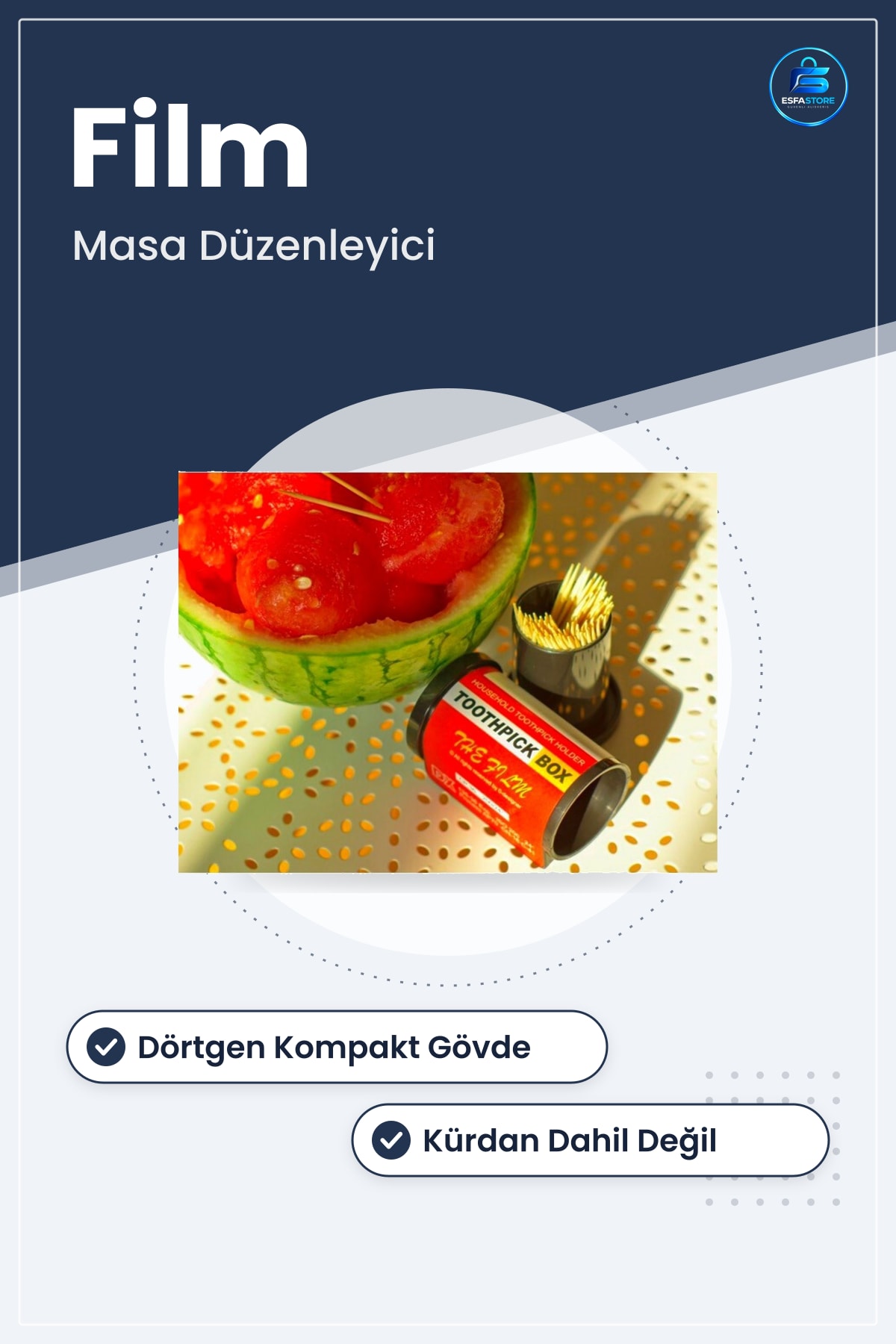 Kürdanlık Kürdan Tutucu Kutu Dörtgen Fotoğraf Filmi Şeklinde 5 x 8 cm Plastik Masa Düzenleyici