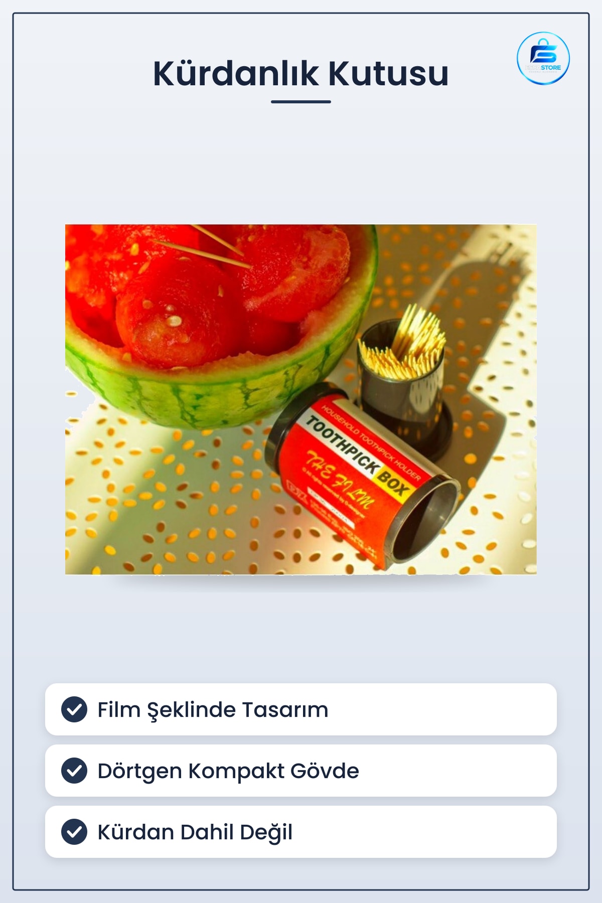 Kürdanlık Kürdan Tutucu Kutu Dörtgen Fotoğraf Filmi Şeklinde 5 x 8 cm Plastik Masa Düzenleyici