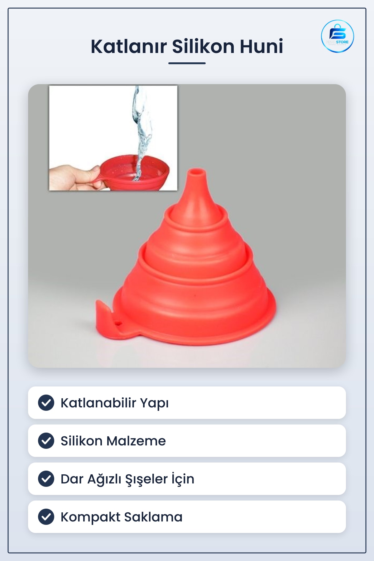 Katlanır Silikon Huni Yer Kaplamayan Pratik Mutfak Kullanışlı Dayanıklı Taşınabilir Sıvı Aktarma