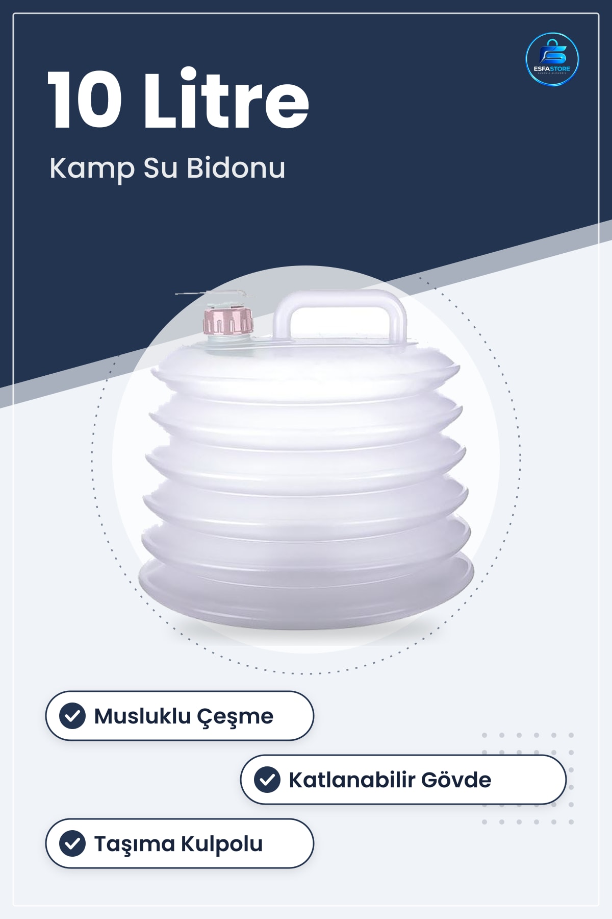 Katlanabilir Musluklu Çeşmeli Damacana Su Bidonu 10 Litre Outdoor Kamp Piknik Taşınabilir Sebil