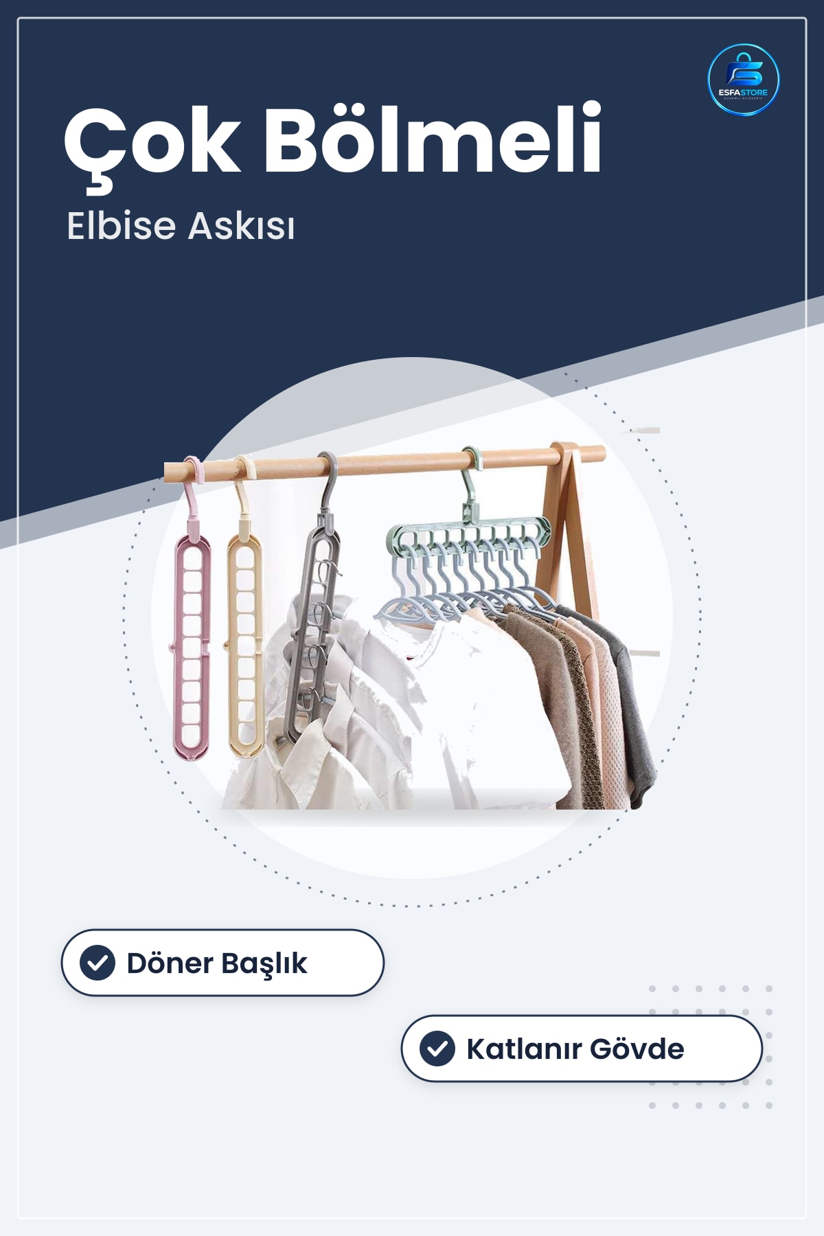 Katlanır Yer Tasarrufu Sağlayan Sihirli Elbise Askısı Çok Bölmeli Dolap Düzenleyici Pratik Ev