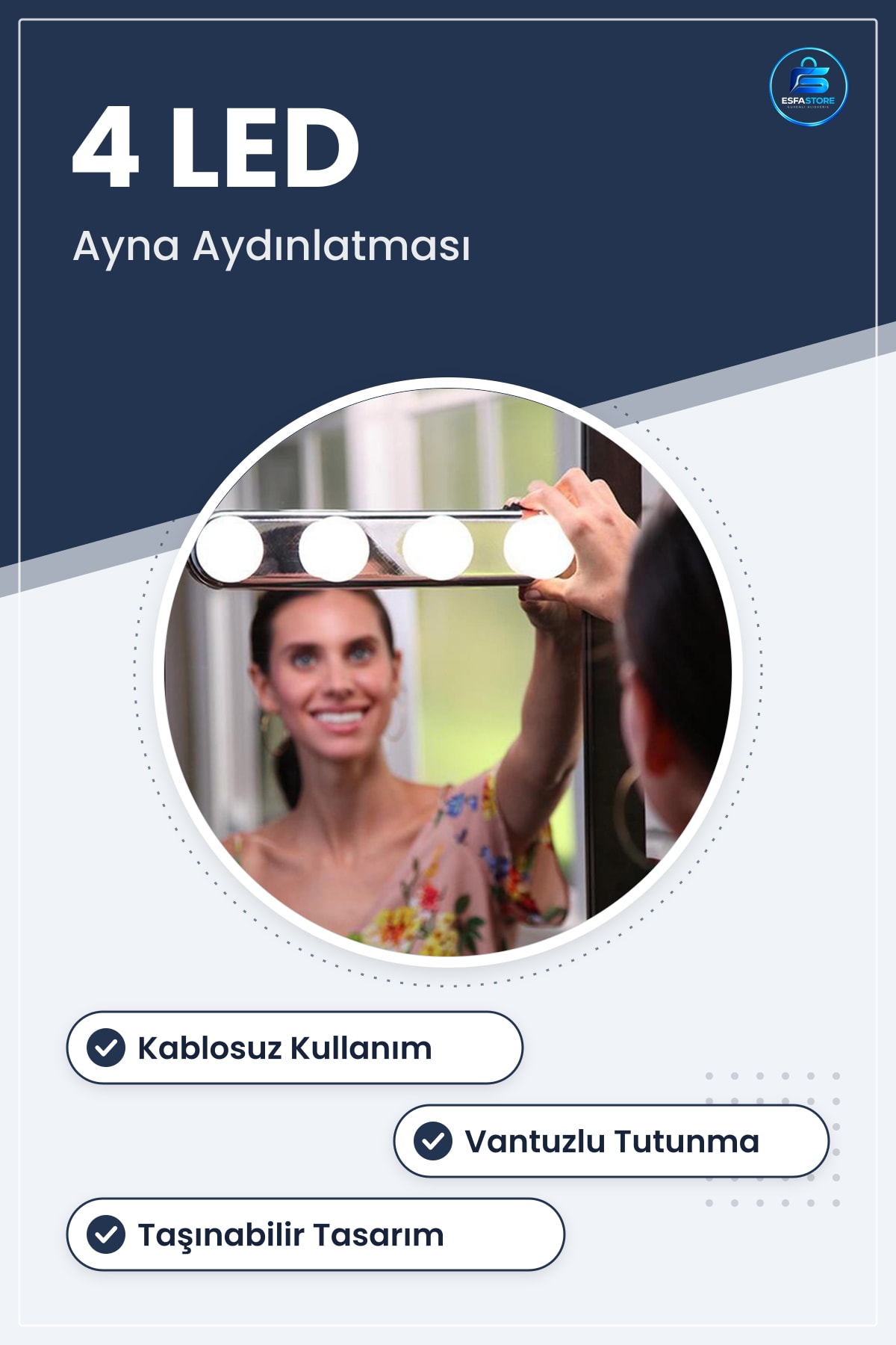 Makyaj Aynası Işığı Kablosuz Banyo Stüdyo Pilli Vantuzlu Taşınabilir Led Ampul Aydınlatma Parlak