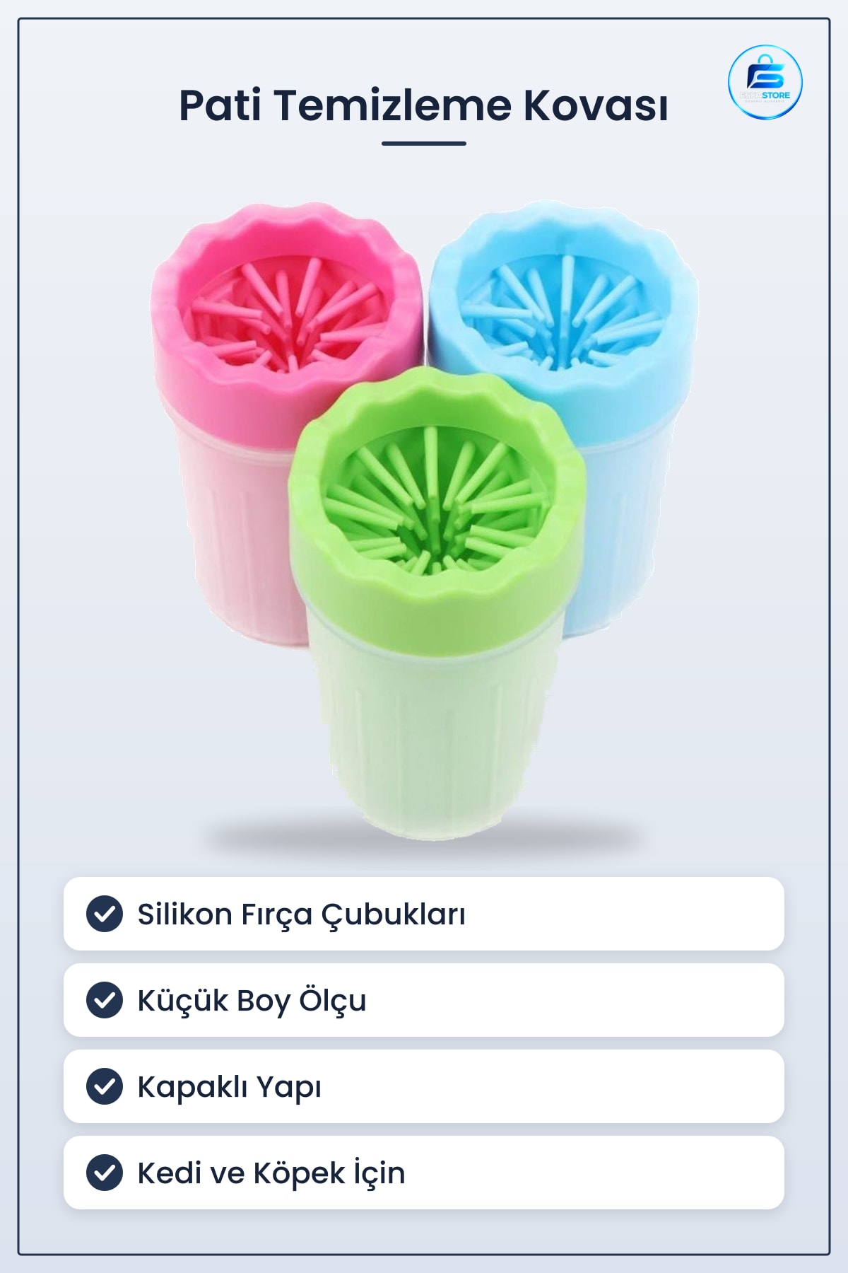Evcil Hayvan Pati Temizleme Kovası Silikon Fırçaılı Kedi Köpek Ayak Yıkama Pratik Küçük Boy
