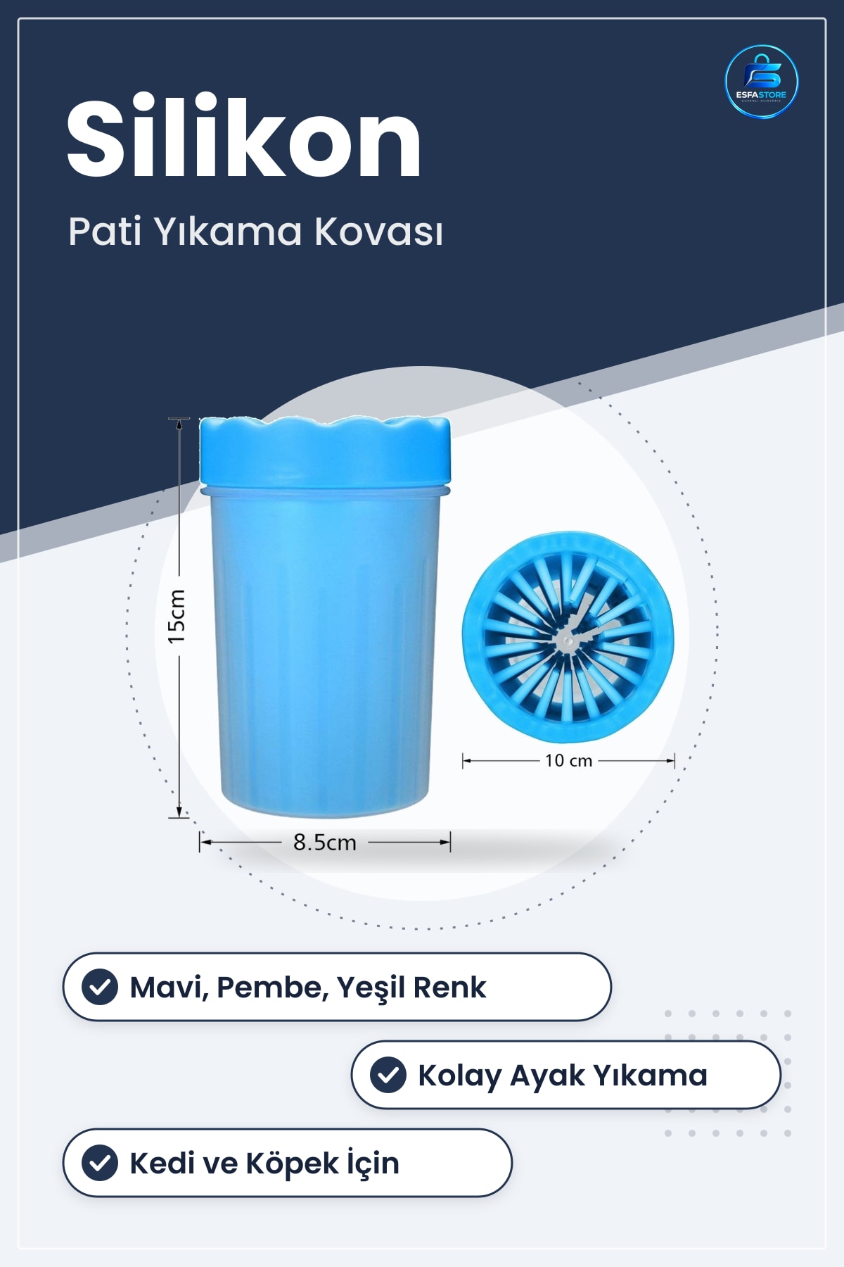 Silikon Fırçalı Kedi Köpek Pati Temizleme Kovası Evcil Hayvan Ayak Yıkama Aparatı Kullanışlı
