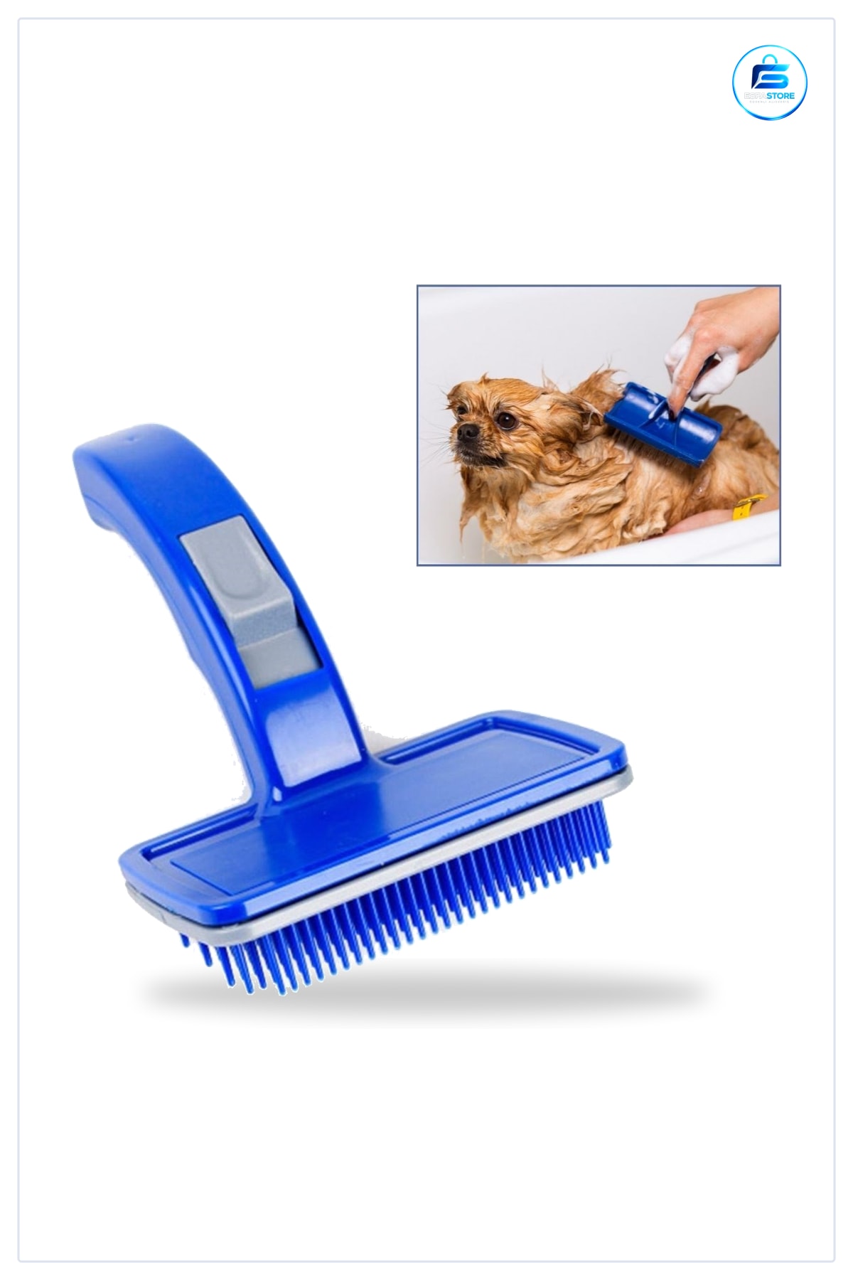 Kedi Köpek Tüy Bakım Tarağı Kendini Temizleyen Düğmeli Plastik İğne Uçlu Fırça 17cm x 12,5 cm 5cm