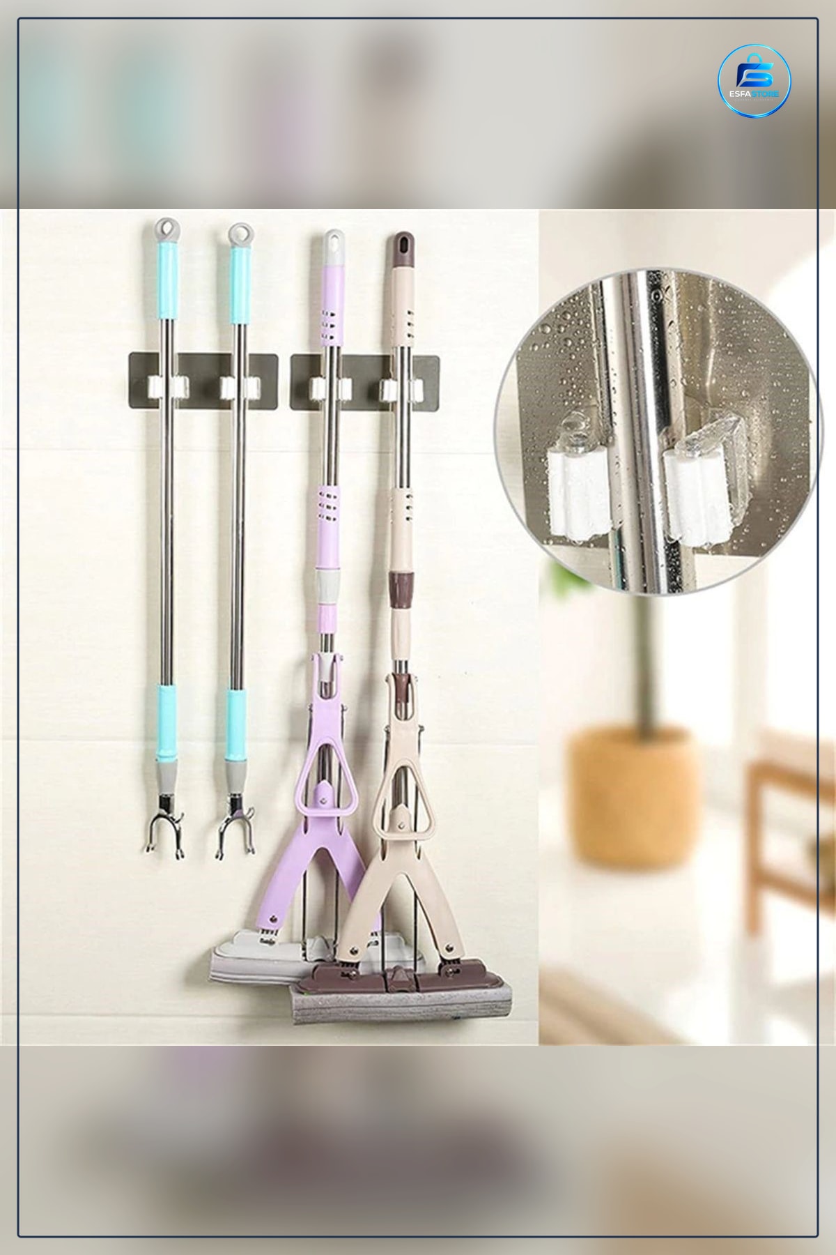 Paspas Fırça Sabitleyici Duvar Aparatı Yapışkanlı Ergonomik Organizer Düzenleyici Mutfak Banyo