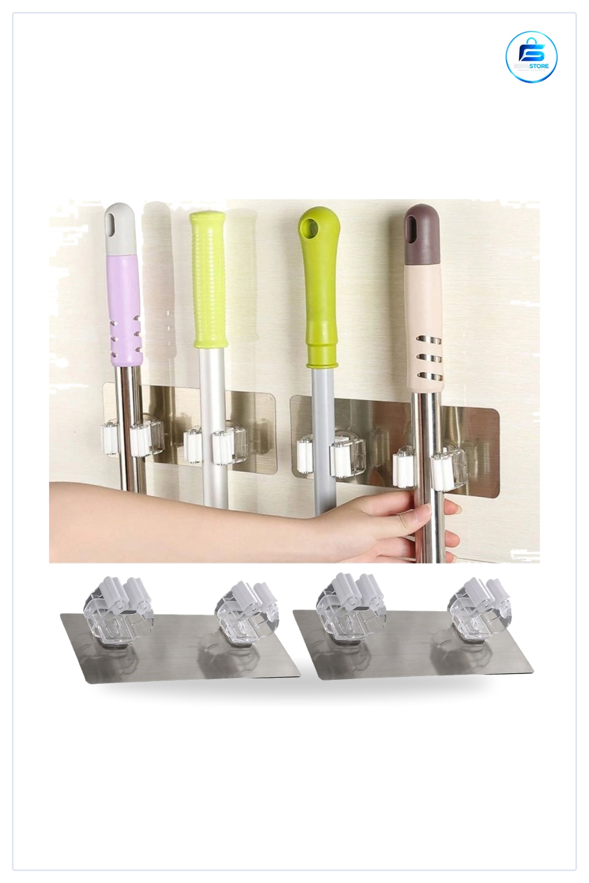 Paspas Fırça Sabitleyici Duvar Aparatı Yapışkanlı Ergonomik Organizer Düzenleyici Mutfak Banyo