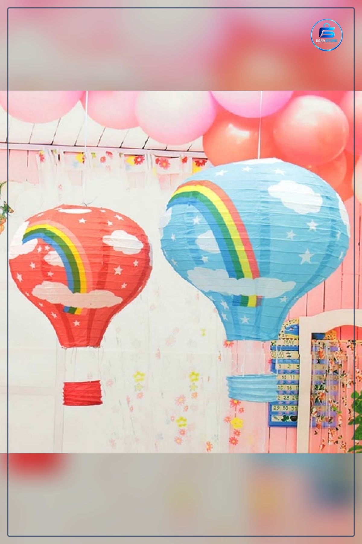 Dekoratif Kağıt Dilek Feneri Gökkuşağı Temalı Uçan Balon Süsü Parti Dekorasyonu Asma Hediyelik