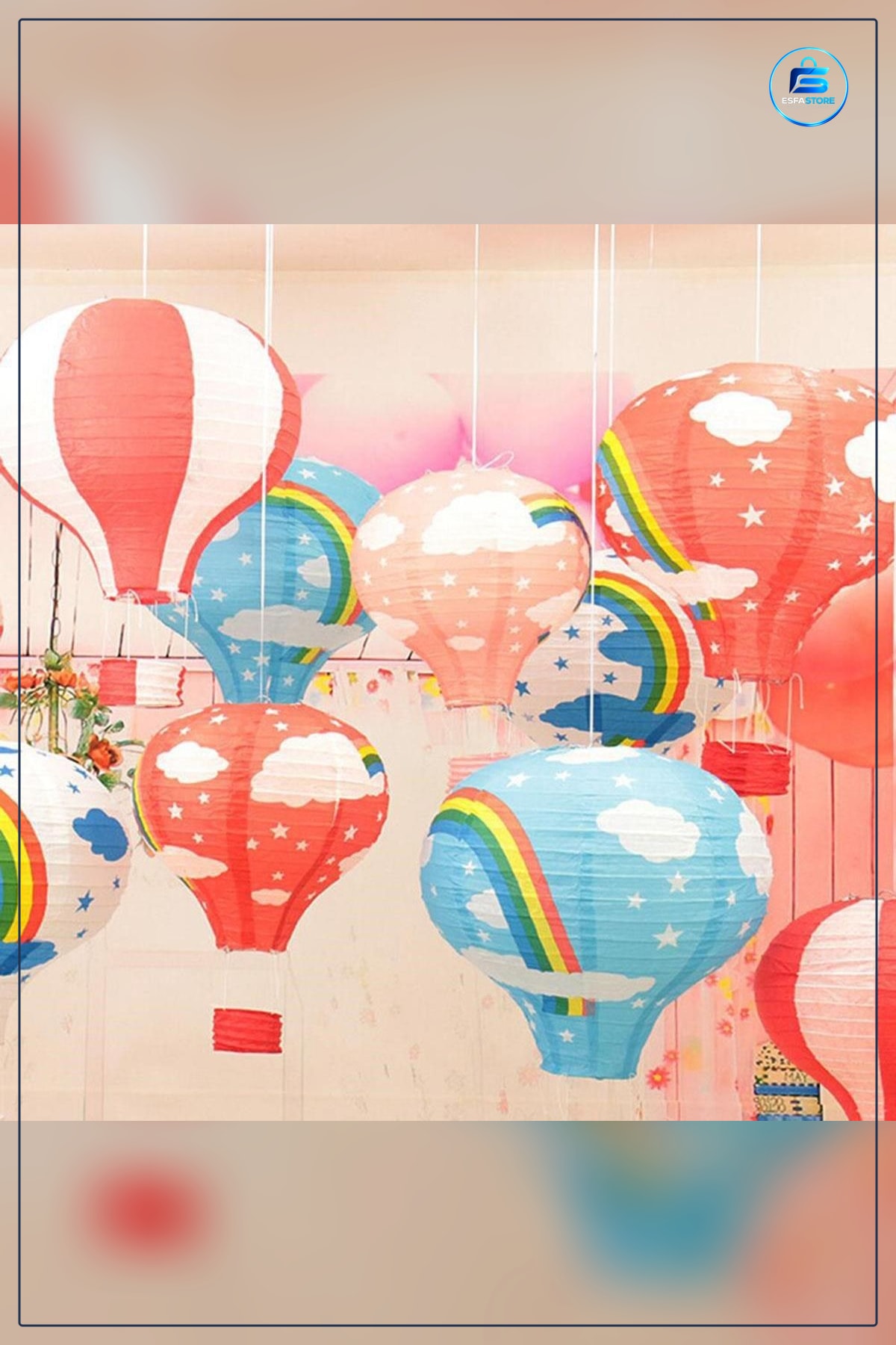 Dekoratif Kağıt Dilek Feneri Gökkuşağı Temalı Uçan Balon Süsü Parti Dekorasyonu Asma Hediyelik