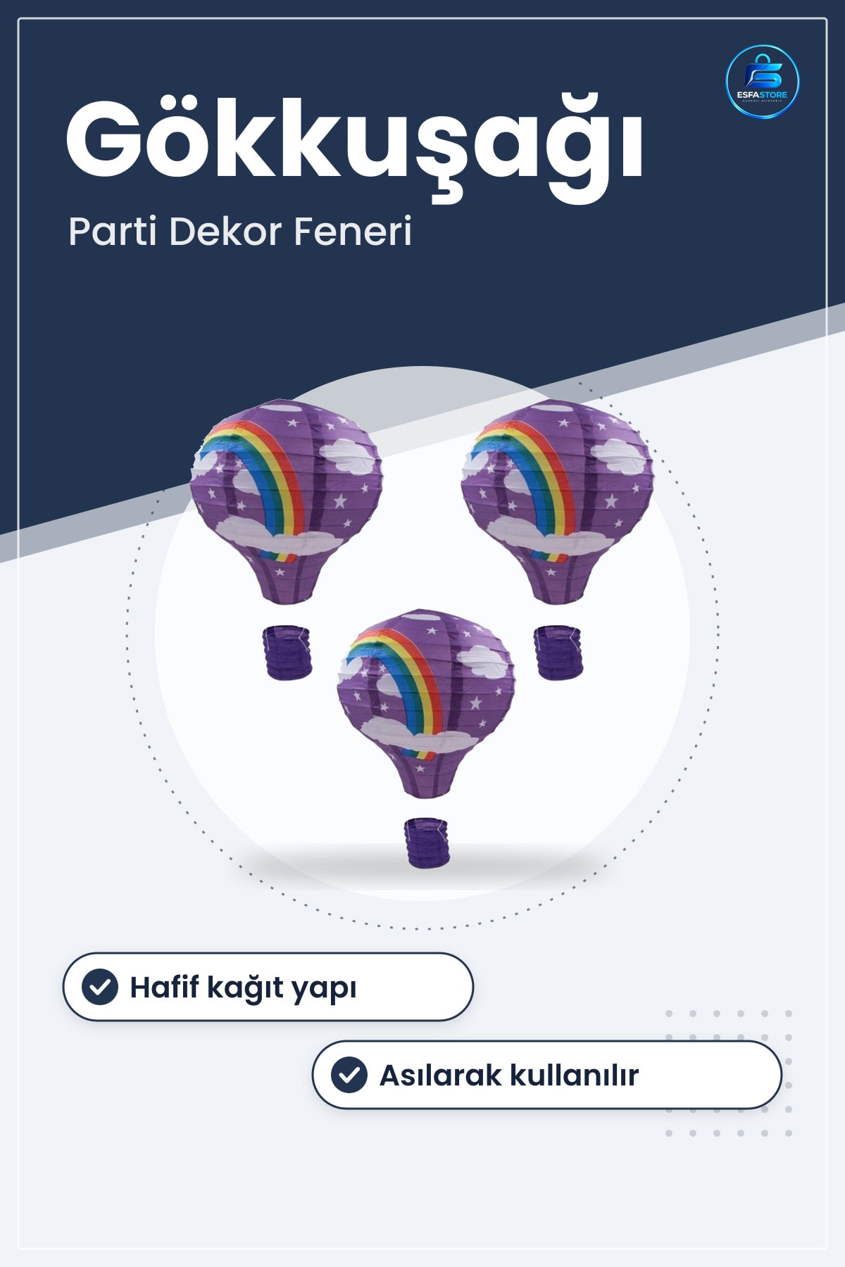 Dekoratif Kağıt Dilek Feneri Gökkuşağı Temalı Uçan Balon Süsü Parti Dekorasyonu Asma Hediyelik
