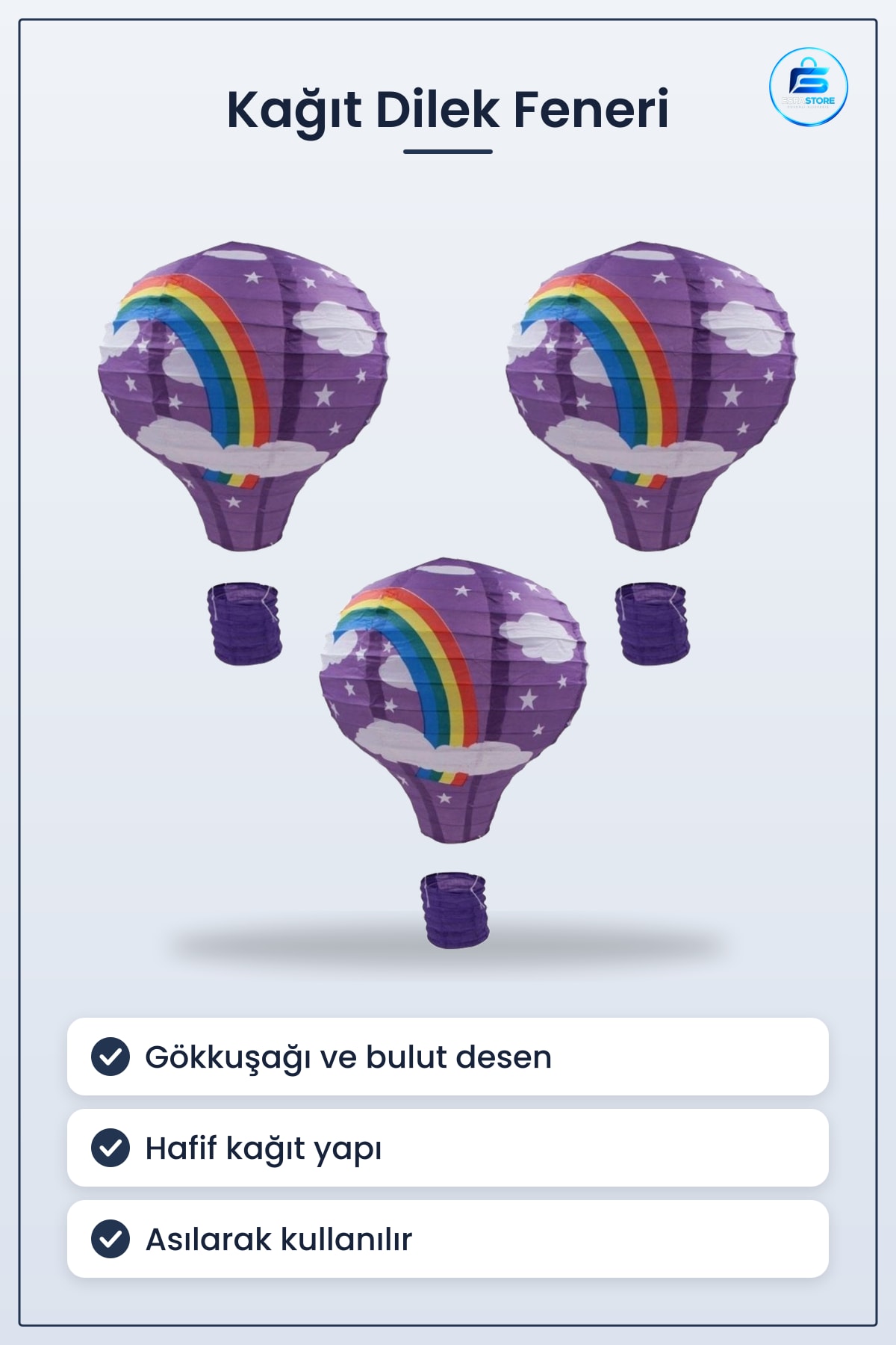 Dekoratif Kağıt Dilek Feneri Gökkuşağı Temalı Uçan Balon Süsü Parti Dekorasyonu Asma Hediyelik