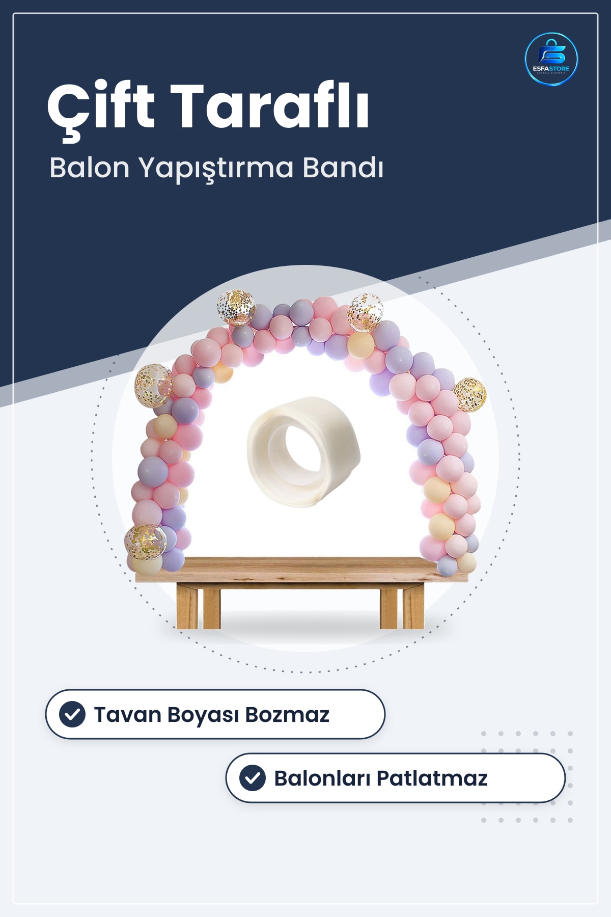 Çift Taraflı Silikon Balon Yapıştırma Bandı Damla Model Tavan Aparatı Dekor Organizasyon Pratik