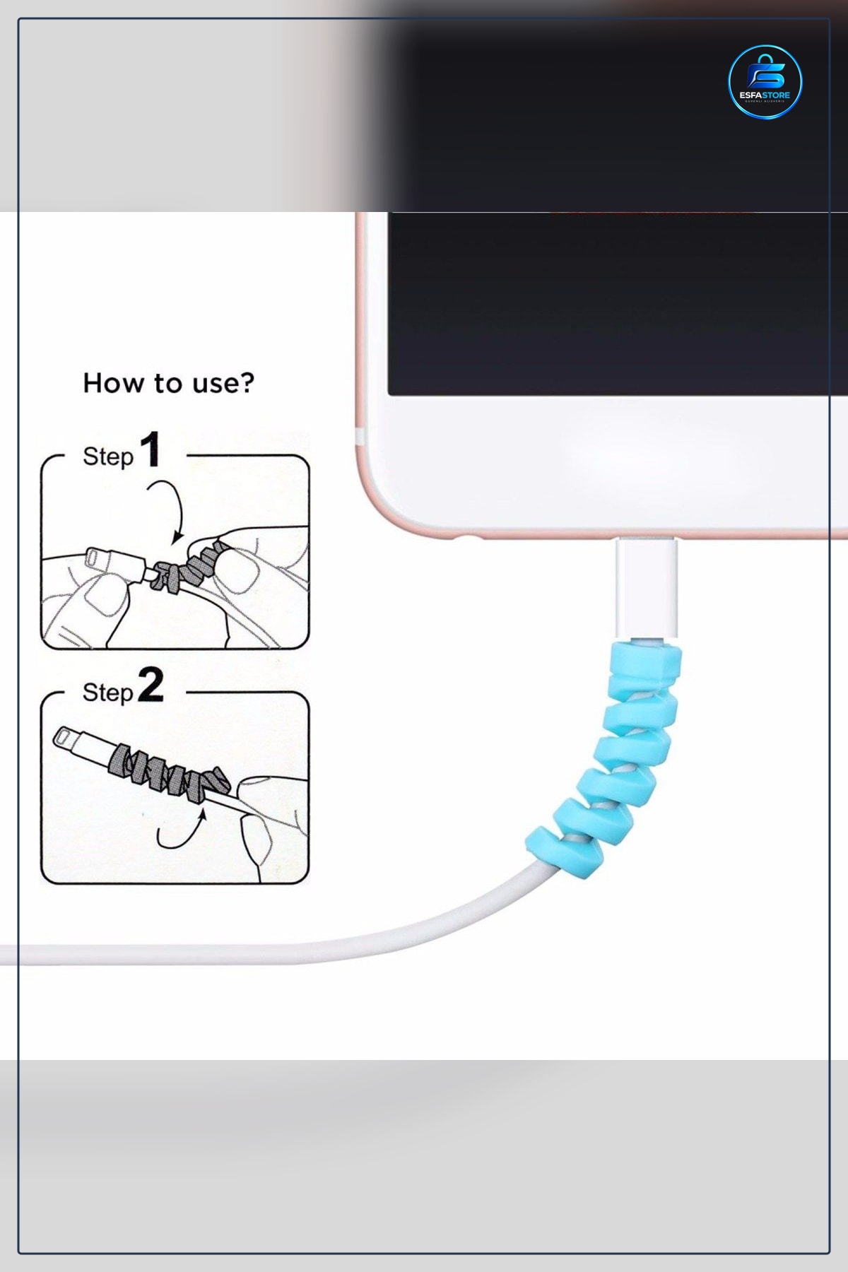 Şarj Kablosu Koruyucu Silikon Spiral Yay Aparatı Pratik Kullanışlı Dayanıklı Hediyelik Telefon