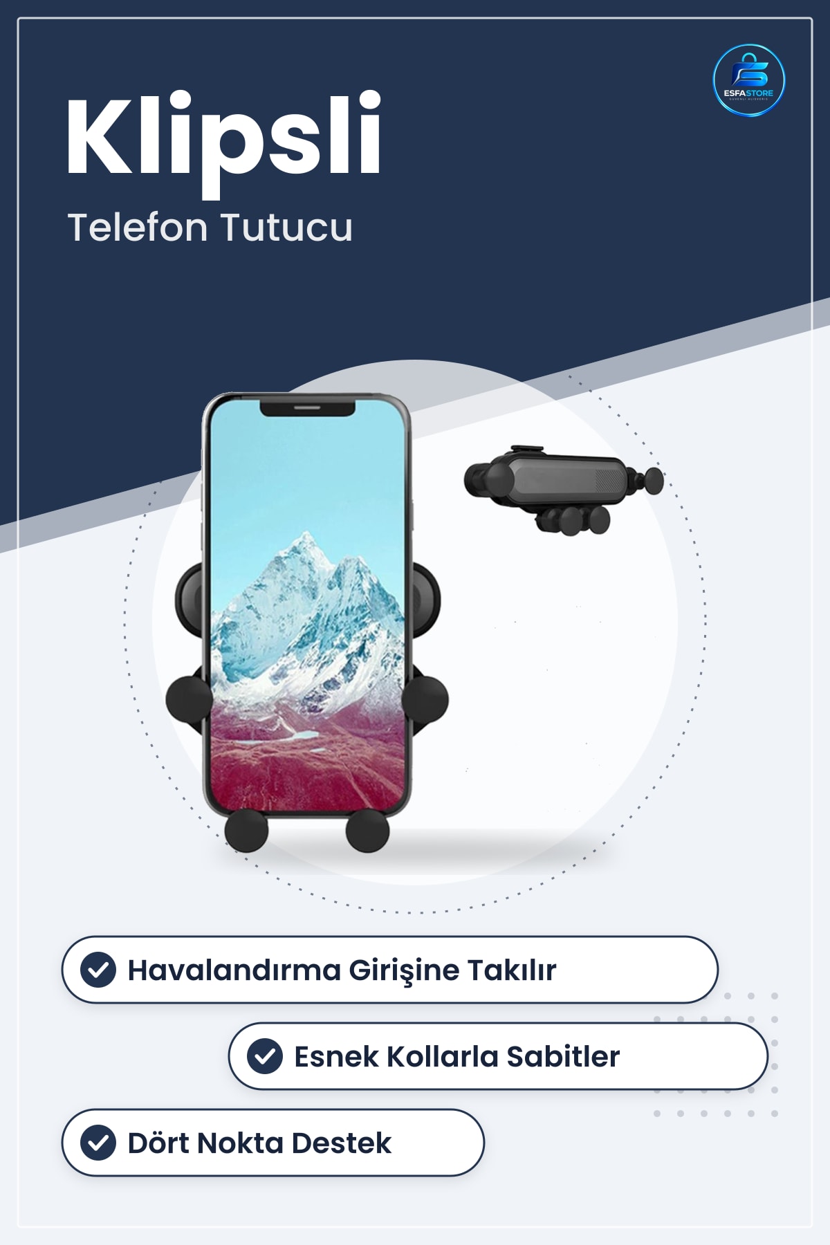 Araç İçi Cep Telefonu Tutucu Sabitleyici Aparat Havalandırma Girişine Takılabilen Dayanıklı Pratik