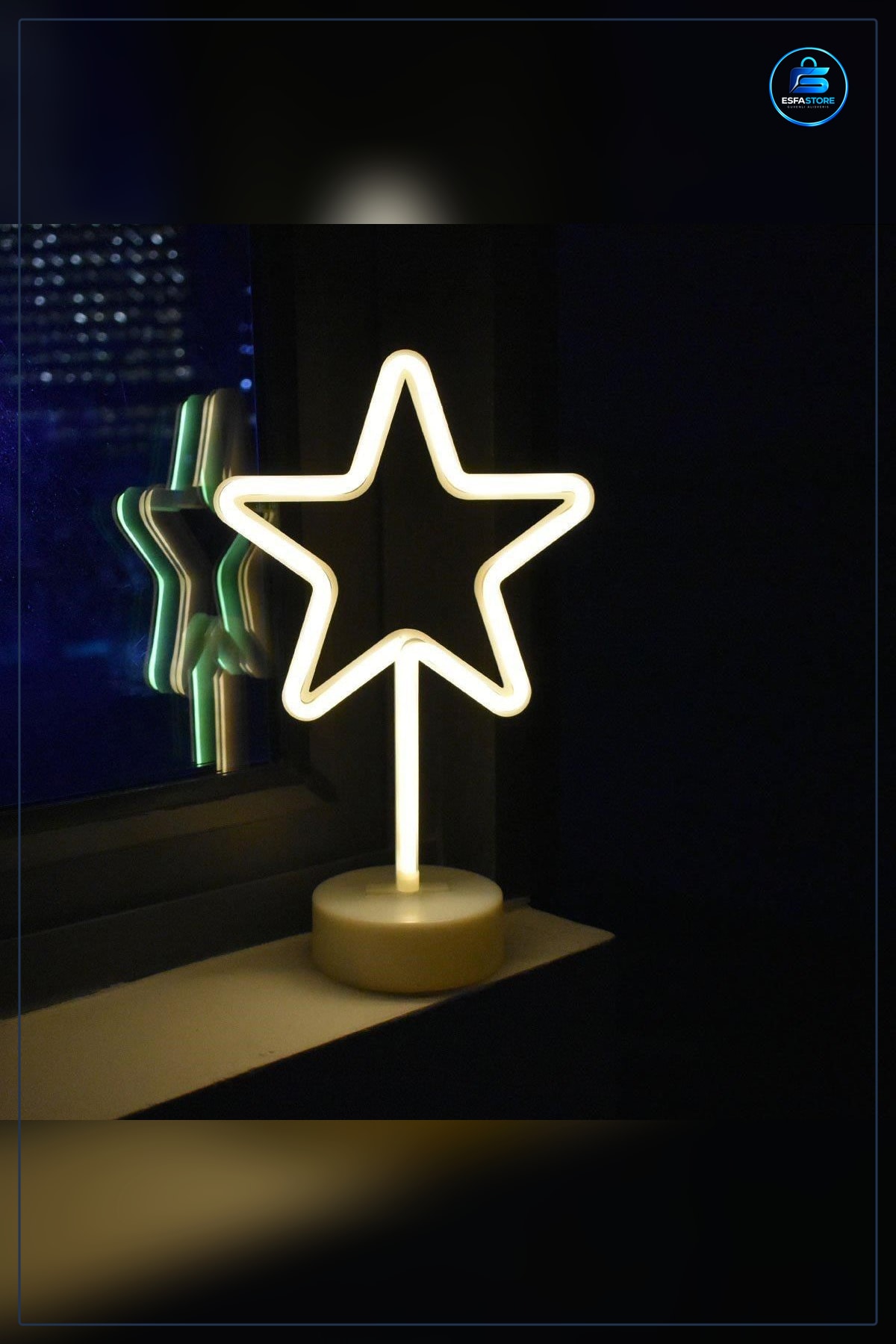 Yıldız Neon Led Masa ve Gece Lambaı 28 x 19 15 cm Dekoratif Işık Çocuk Odası Aydınlatma