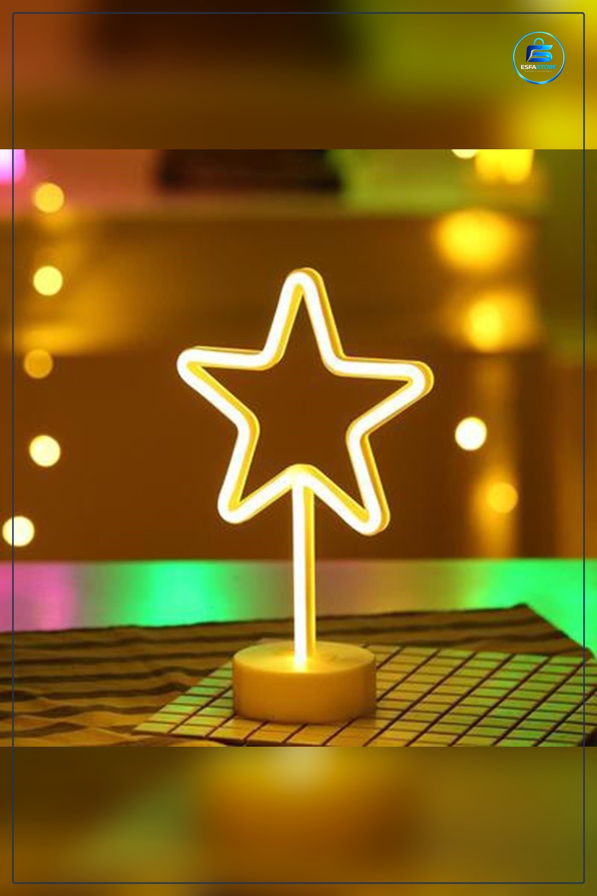 Yıldız Neon Led Masa ve Gece Lambaı 28 x 19 15 cm Dekoratif Işık Çocuk Odası Aydınlatma
