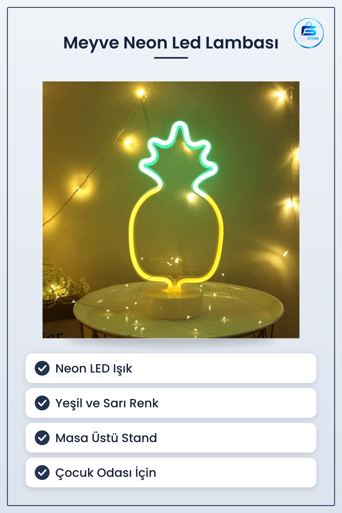 Meyve FıgPürlü Neon Led Masa ve Gece Lambası Dekoratif Hediyelik Çocuk Odası Kullanışlı