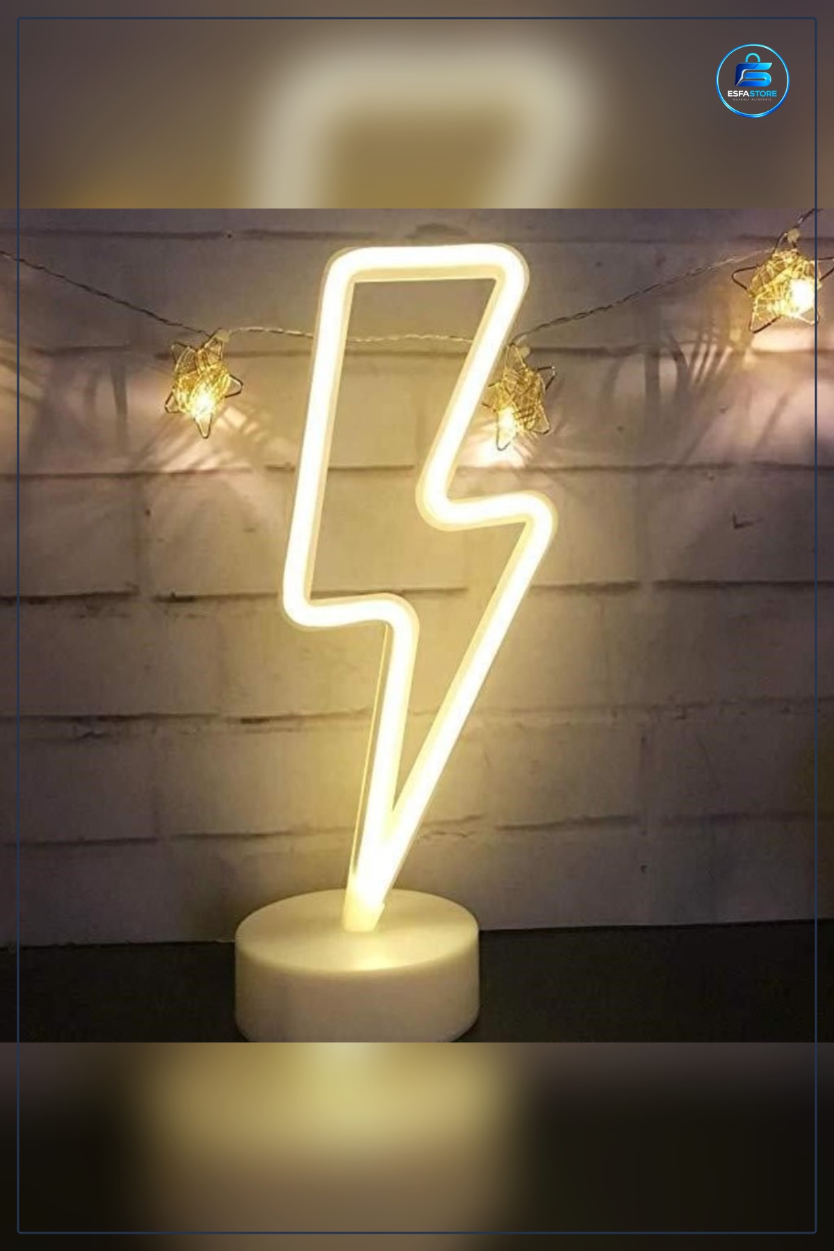 Dekoratif Şimşek Şeklinde Pilli Neon Led Masa Lambası Süs Hediyelik Ev Dekoru Gece Aydınlatması