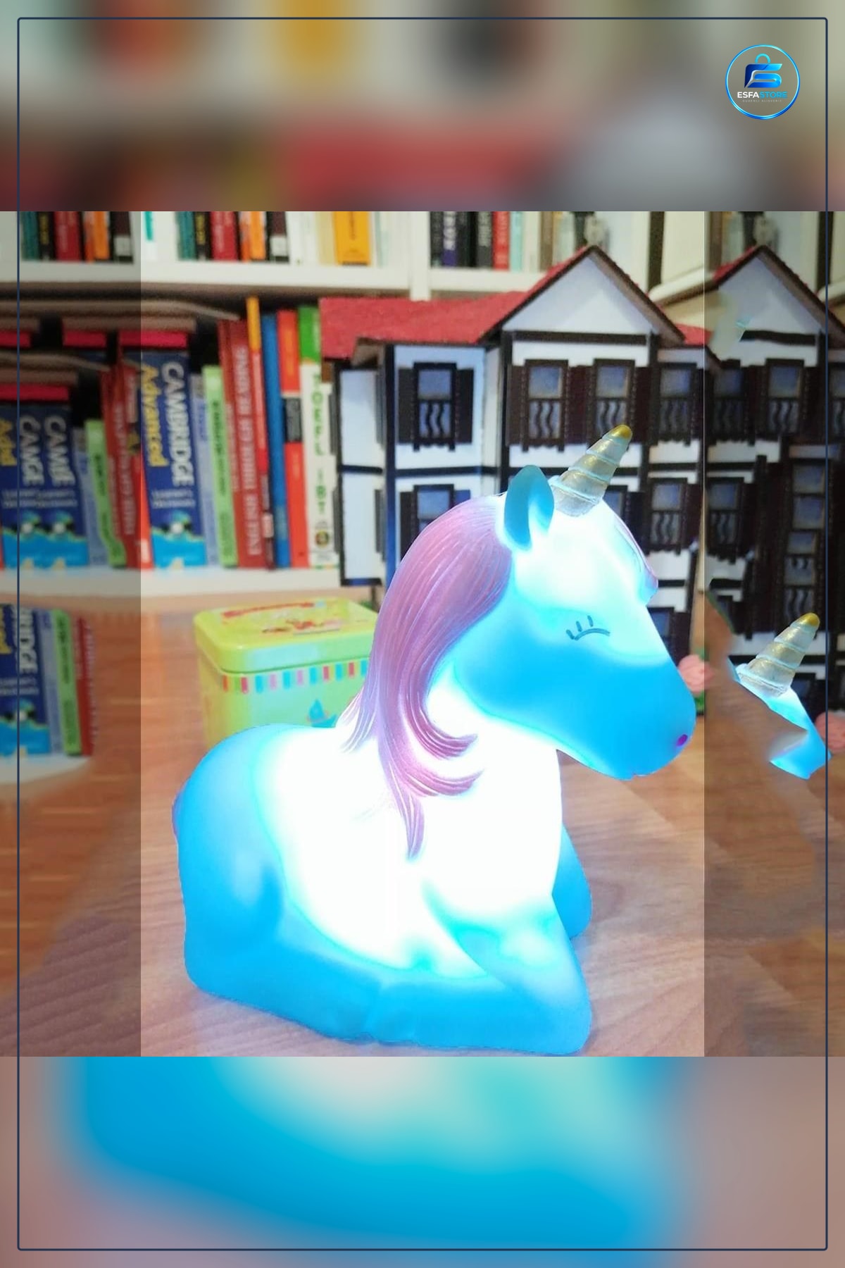 Unicorn Gece Lambası Renk Değiştiren Pilli LED Dekoratif Çocuk Odası Süs Işığı Mavi Aydınlatma