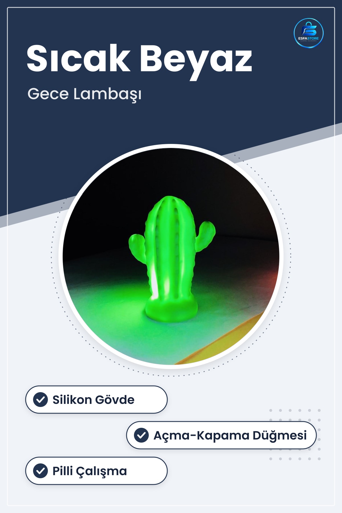 Pilli Silikon Led Işıklı Sevimli Kaktüs Gece Lambası Aydınlatması Çocuk Odası Dekoratif Masa