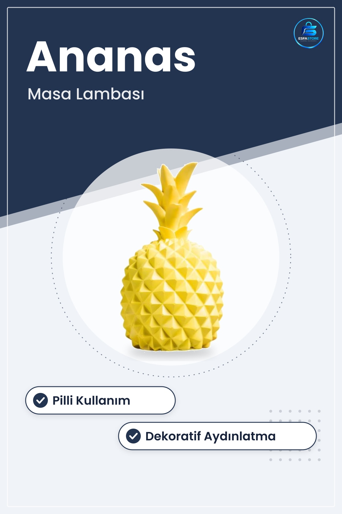 Masa ve Gece Lambası Meyve Şeklinde Desenli Büyük Boy Pilli Sarı Dekoratif Aydınlatma