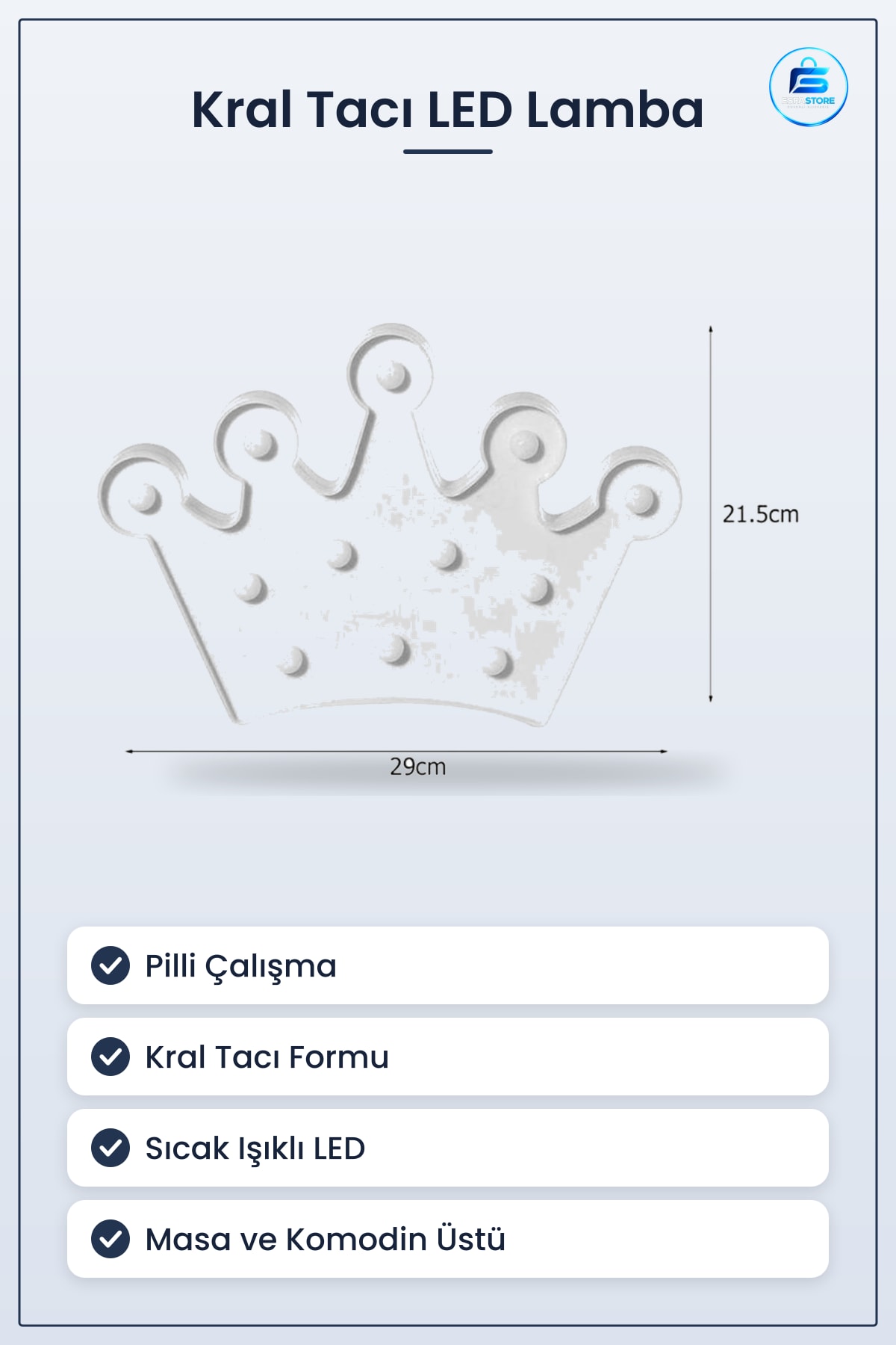 Pilli Kral Tacı Model LED Masa Gece Lambası 3D Dekoratif Hediyelik Işıklı Aydınlatma